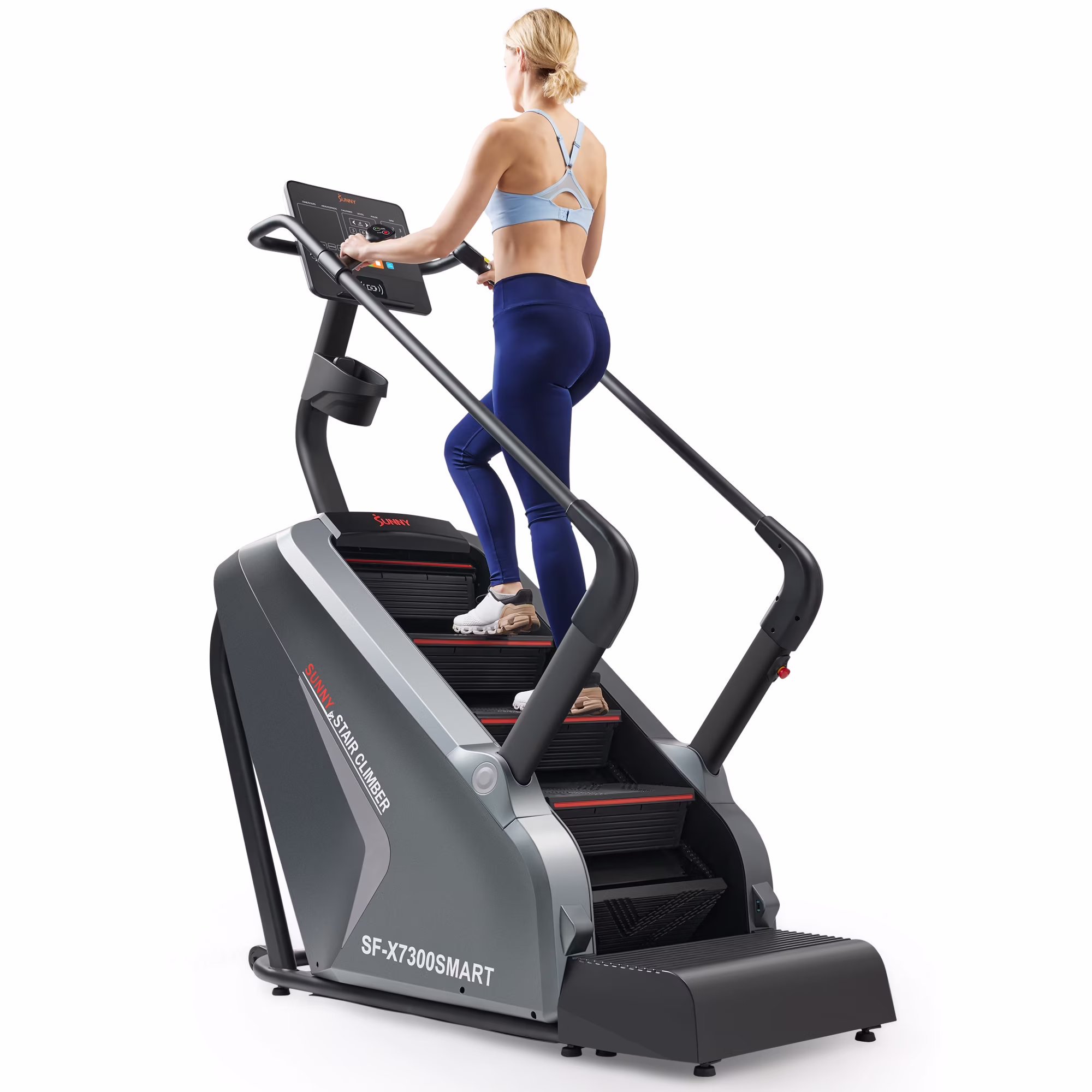 Sunny Health & Fitness High-Intensity Stair Stepper Climber, Commercial Grade, 25 Levels of EMS, Cardio and Lower Exercise, 400LB Capacity w FREE SunnyFit App - SF-X7300SMART