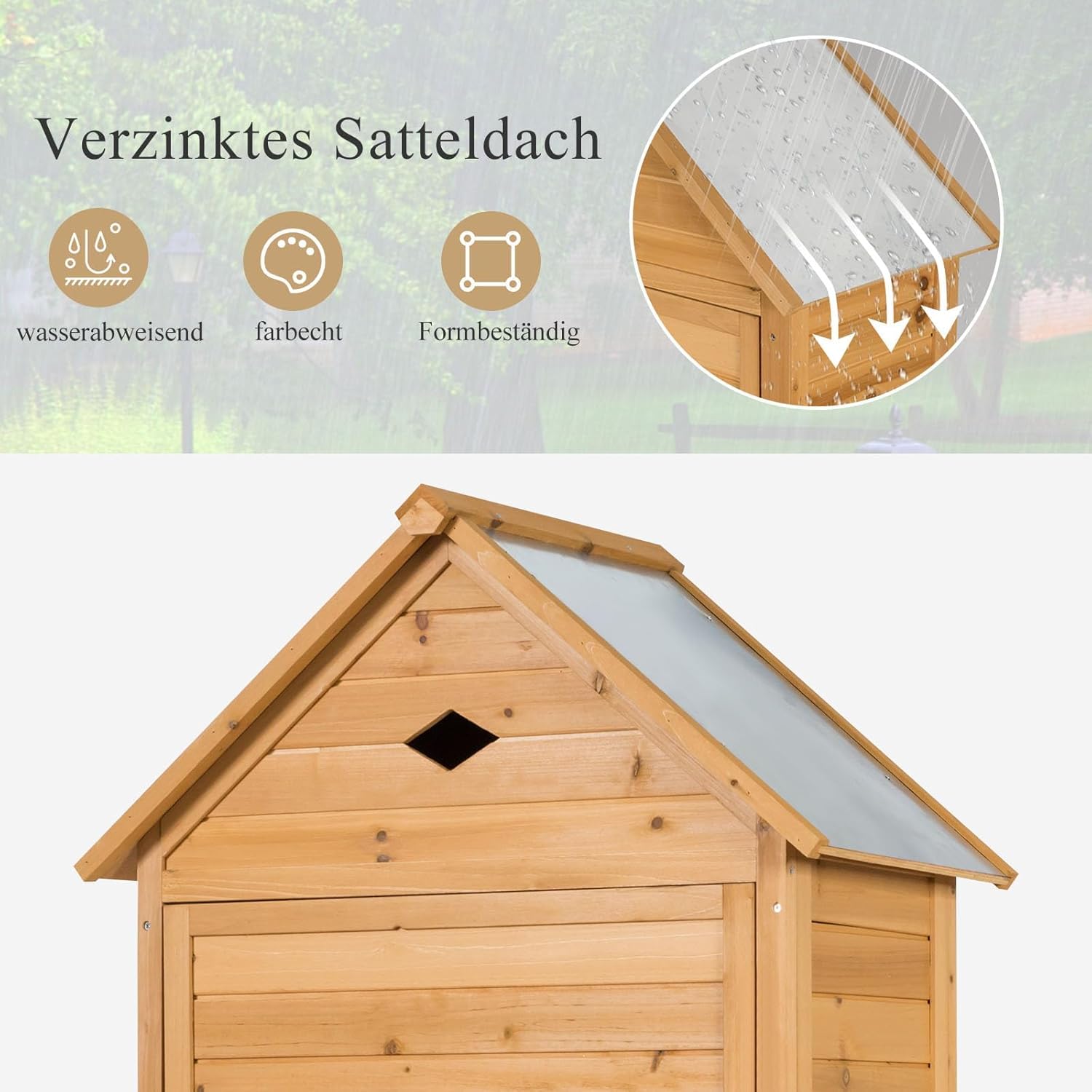 RELAX4LIFE Gerätehaus Garten, Gartenhaus aus Holz, Gartenschrank mit Satteldach, Geräteschrank wetterfest, Geräteschuppen mit Ablagen, Werkzeugschrank für den außenbereich, 177 x 80 x 45 cm