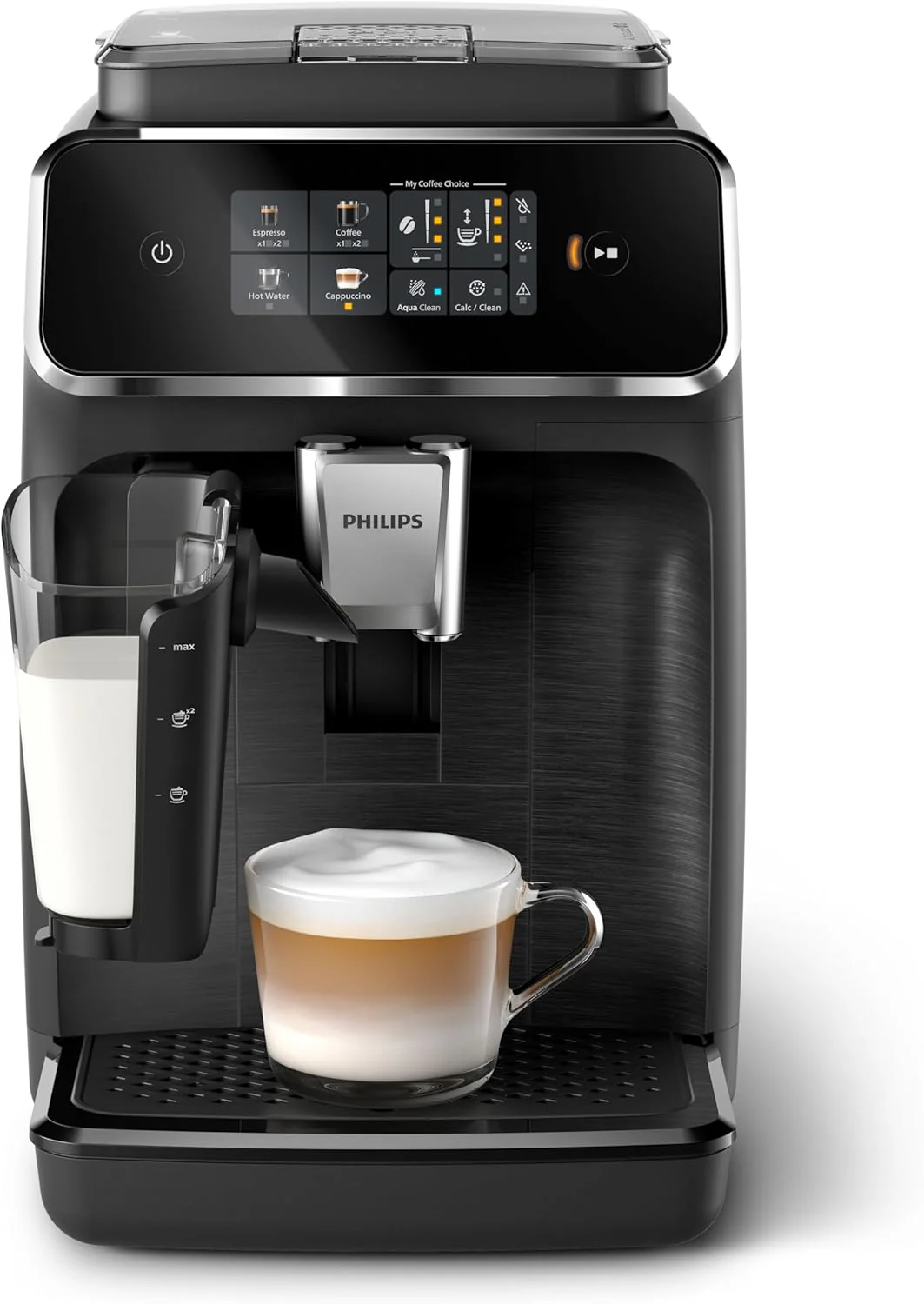 Philips Serie 2200 Espressomachine �C Klassieke Melkopschuimer, Intu?tief Touchdisplay, mat Zwart (EP2220/10)