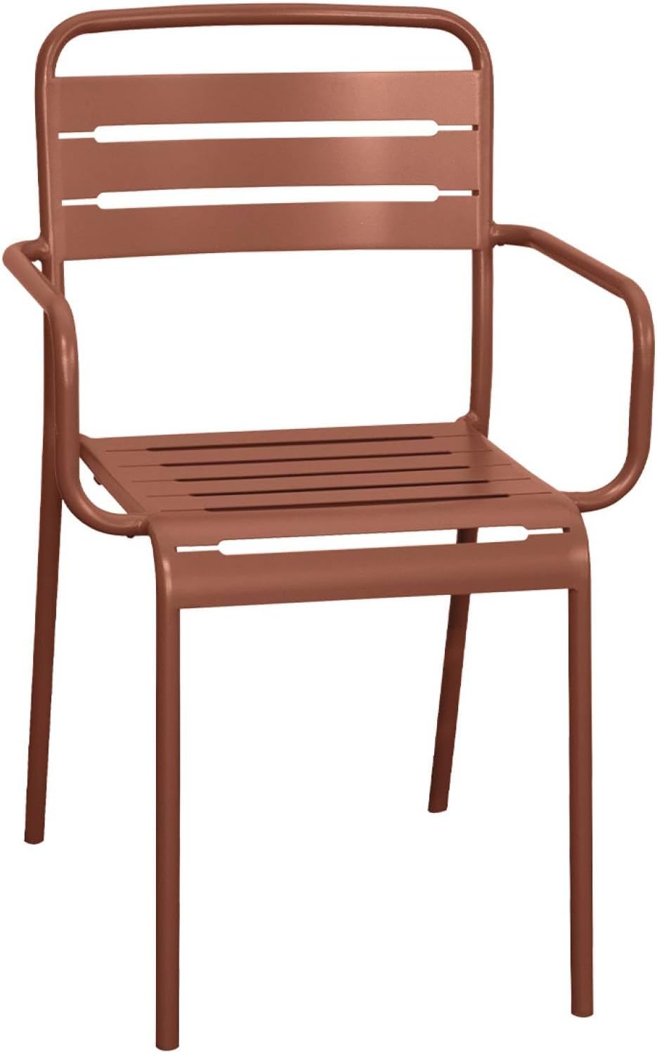 sweeek - Gartentisch + 2 Sessel und 4 Stühle, Stahl mit Rostschutzbehandlung, 160 x 90 x H 72,5cm - Amelia