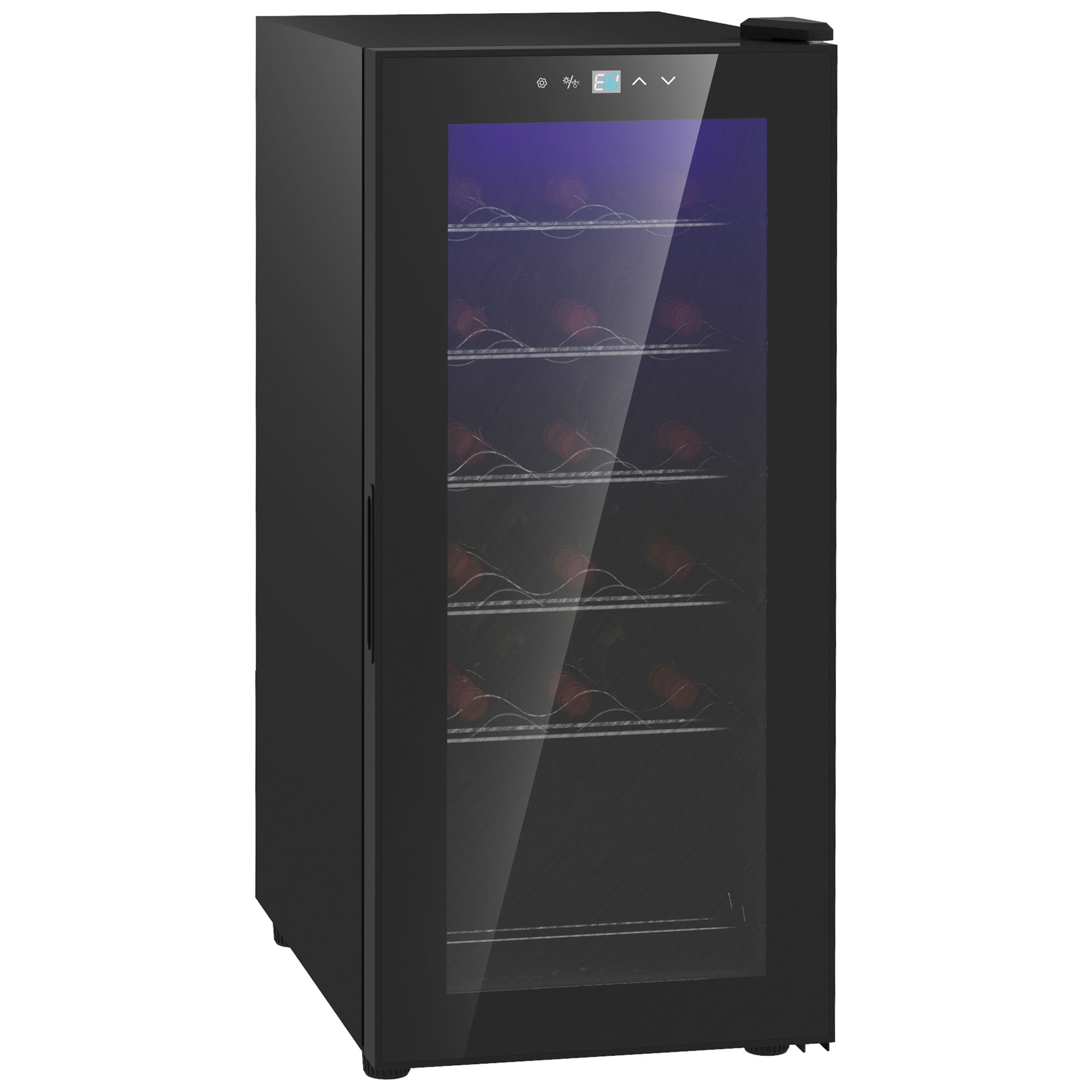 Wijnkoelkast, Stil, 5-18��C, Touchscreen, Verlichting, 34,5x45x78cm, Zwart