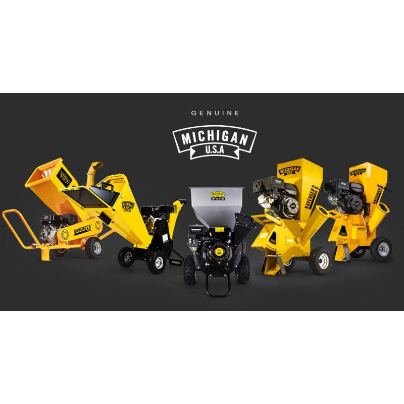 MICHIGAN 18HP 420cc Petrol Commercial Wood Chipper, Towable, Tree Mulcher - Ravenger 1950