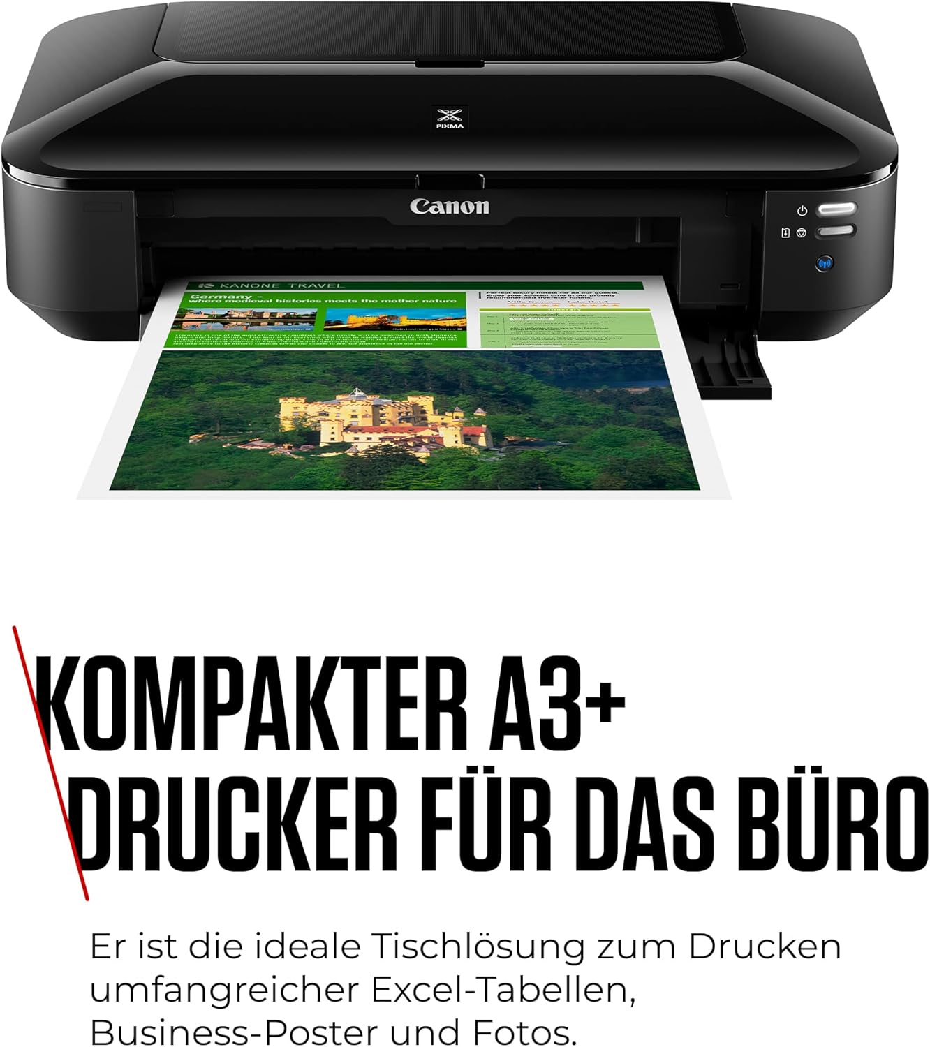 Canon PIXMA iX6850 Drucker Farbtintenstrahl Multifunktionsgerät DIN A3+ (Bürodrucker, Fotodruck, Textdruck, 9.600 x 2.400 DPI, WiFi, WLAN, USB, 5 Separate Tinten, Direktdruck, Print App) schwarz