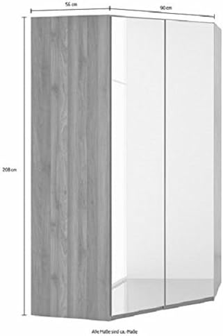 Wimex Kleiderschrank/ Eckschrank Click, 2 Türen, 1 Spiegel, (B/H/T) 95 x 198 x 95 cm, Weiß