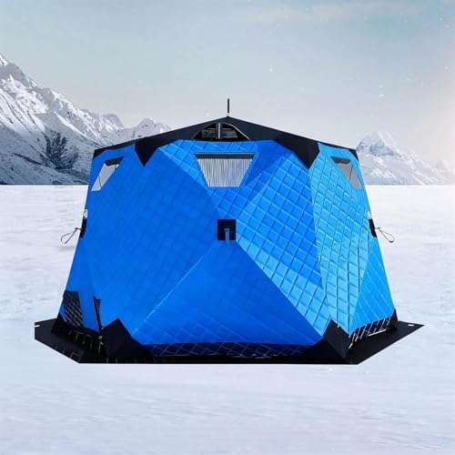 Eisangelunterstand - Tragbares isoliertes Pop-Up-Zelt für 6-10 Personen, 420D Hexagon Ice Shanty für Winterangeln
