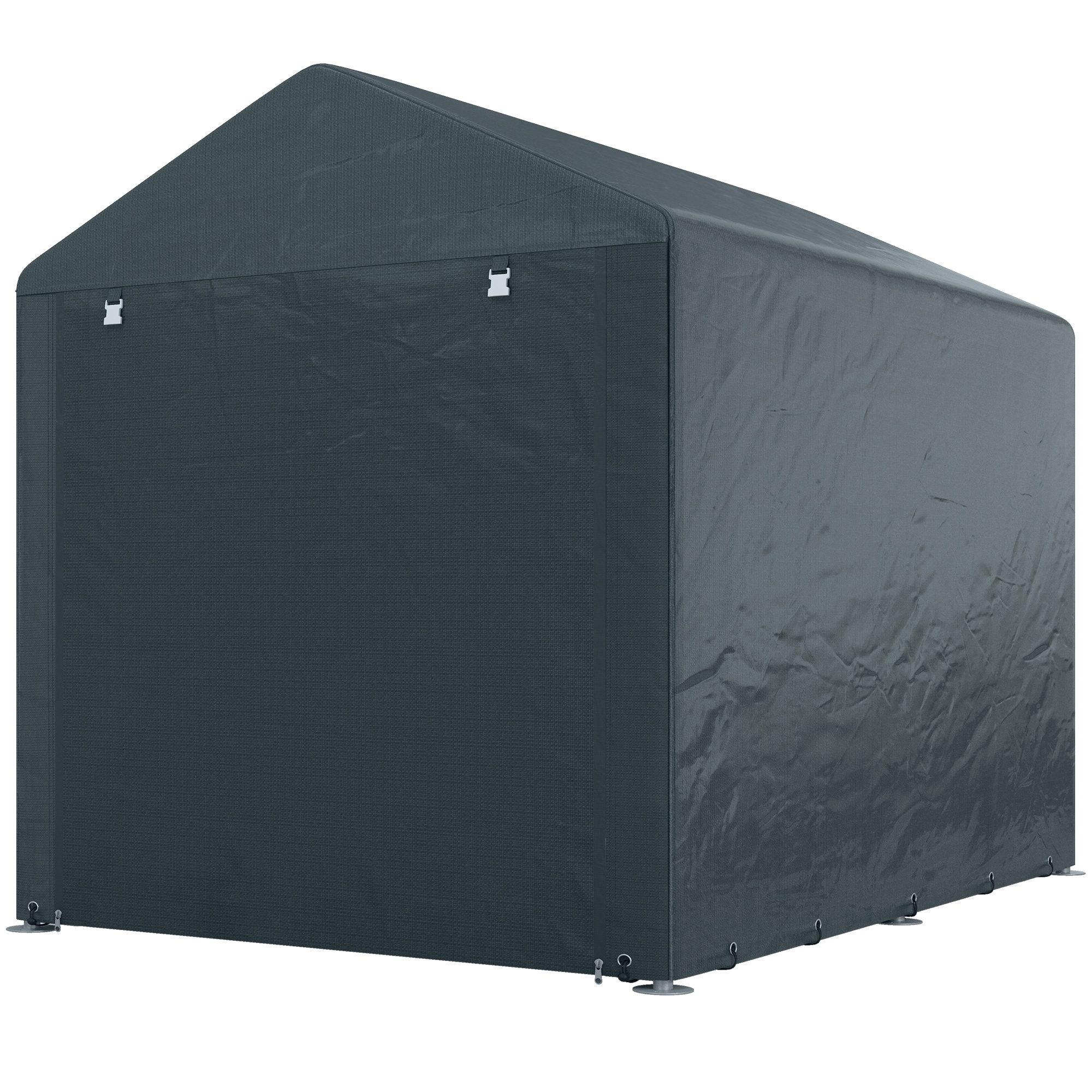 Tuinschuur, Tentgarage, Grote Deur, Roestvrij Metalen Frame, 160x218x172 cm, Donkergrijs