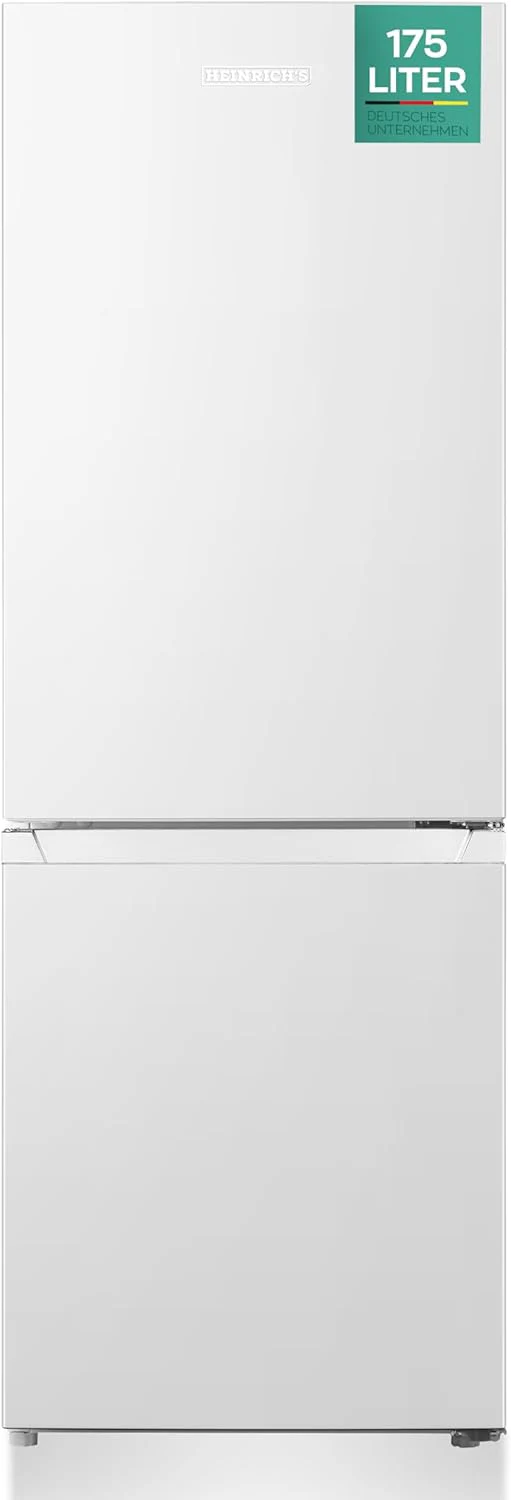Heinrichs Koel-vriescombinatie 175 liter, koelvolume 122 L, vriezer 53 L, led-binnenverlichting, deurscharnier omkeerbaar, stil 39 dB, grote vriesladen, 7 temperatuurstanden, inox