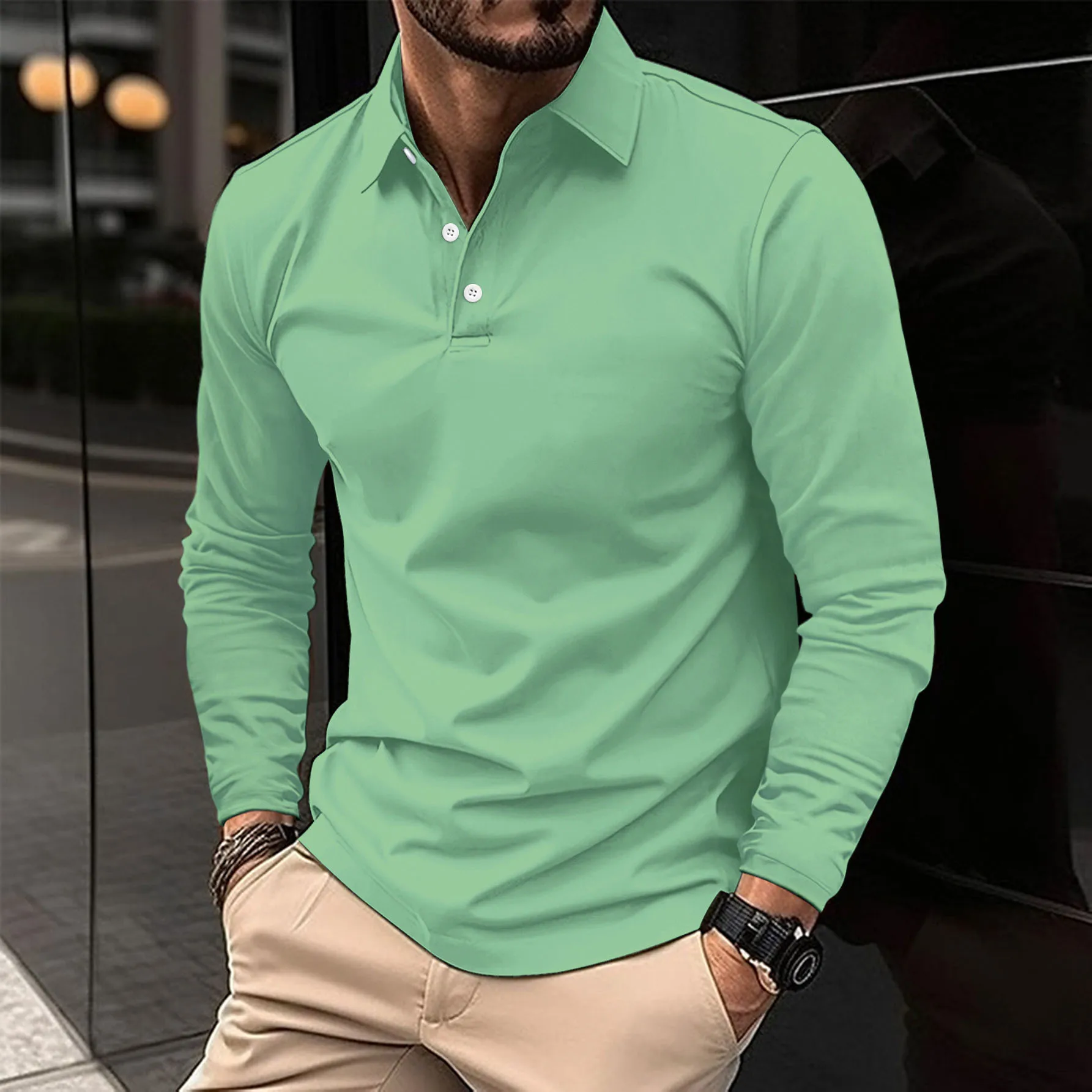 Scott | Herren Langarm-Polohemd mit elegantem Kragen