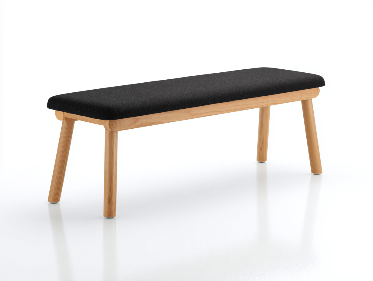 Gartenbank - Holzgestell Stoffpolster - Schwarz - 115x40x45 cm - Modernes Design
