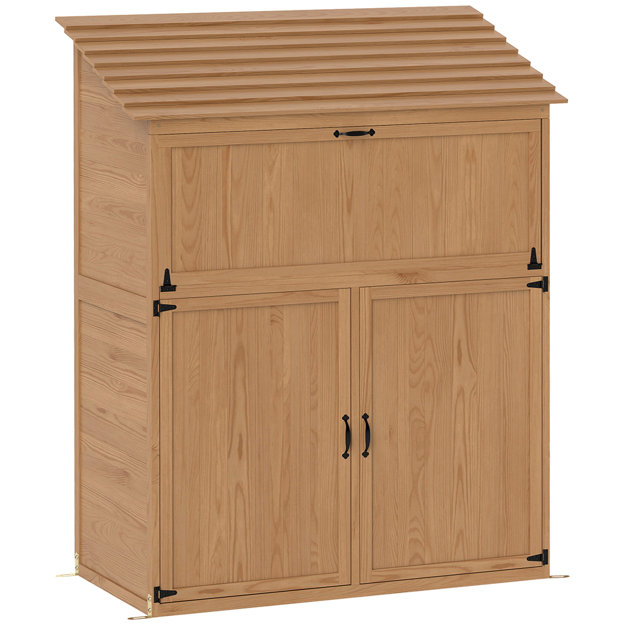 Tuinopbergkast met Uitklapbare Tafel, Werkzeugschuur met Dak 110 x 54 x 136 cm, Vurenhout, Bruin