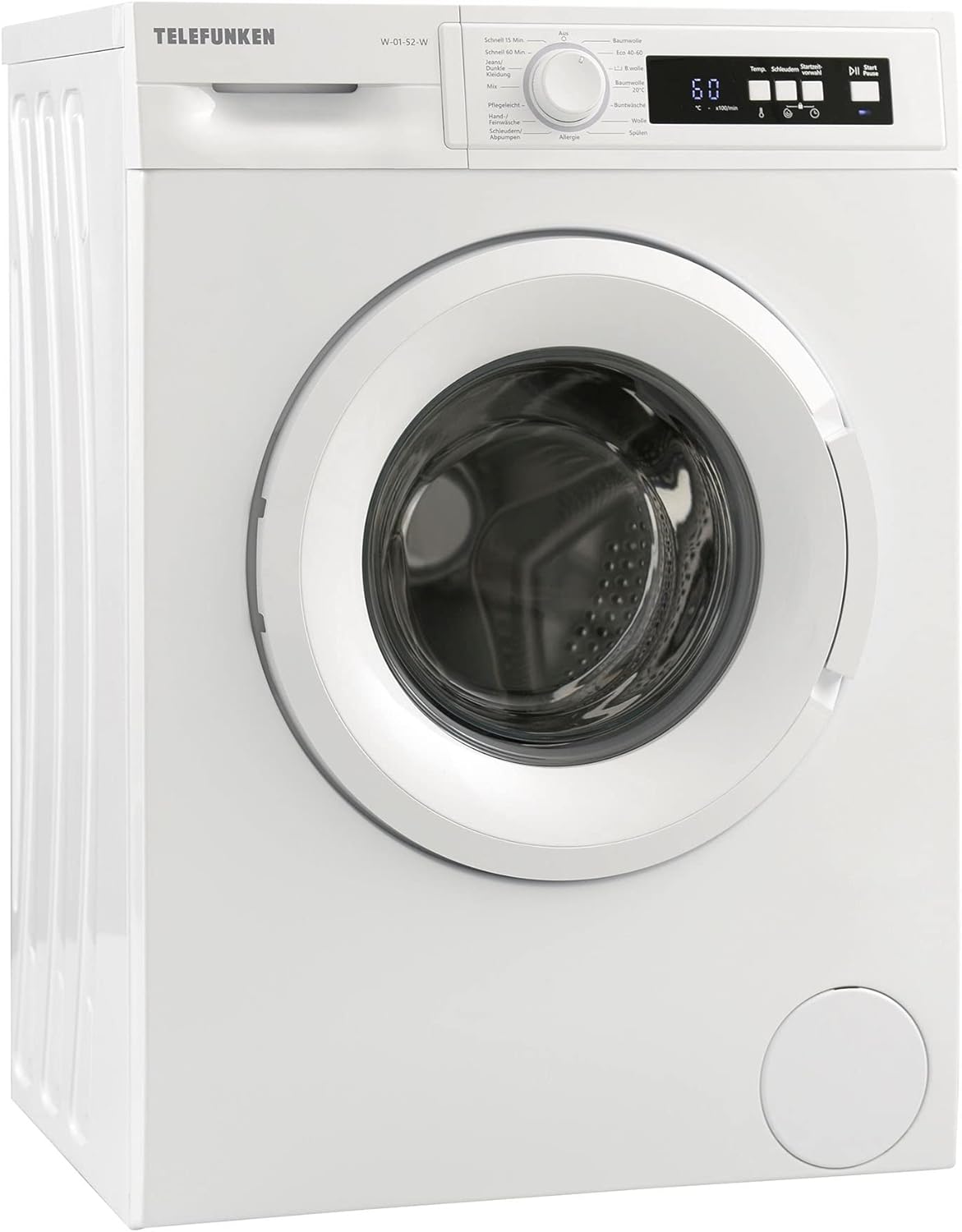 Telefunken W-01-52-W Waschmaschine (5 kg / 1000 U/Min) mit Mengenautomatik und Überlaufschutz / 15 Programme/Startzeitvorwahl/weiß