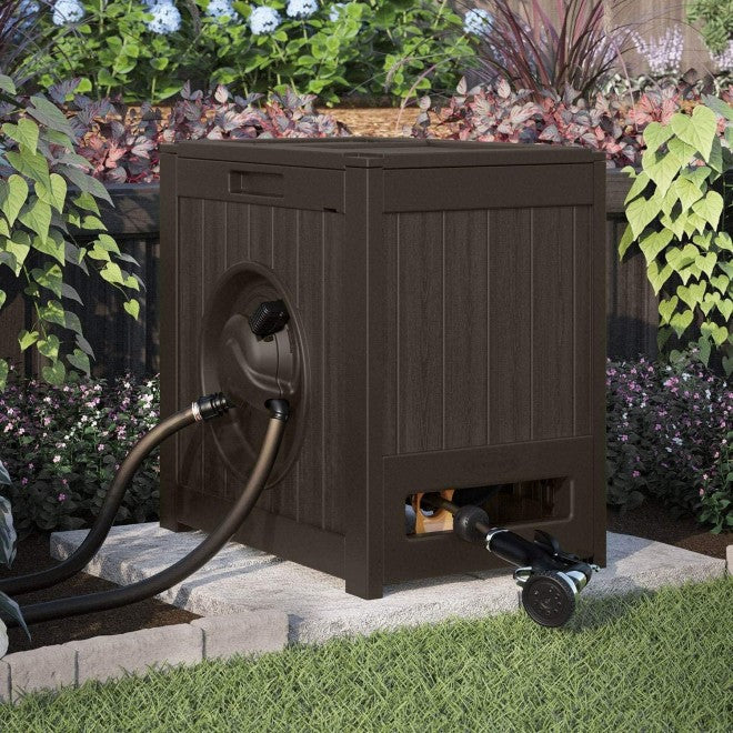 Suncast 125�� Aquawinder Automatische Terugspoel Wateraangedreven Tuinslanghaspel, Java (Set van 2)