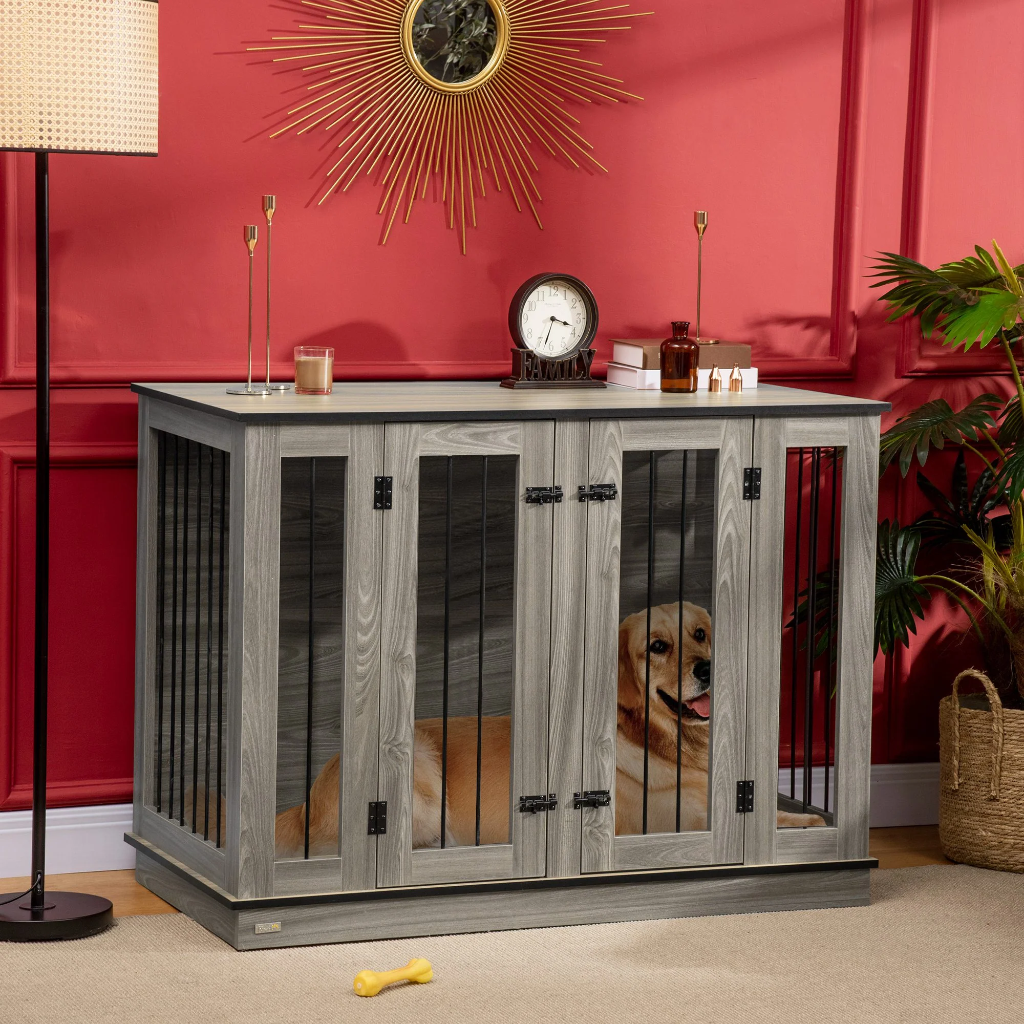 PawHut hondenkooi 2-in-1 ontwerp incl. uitneembare tussenwand