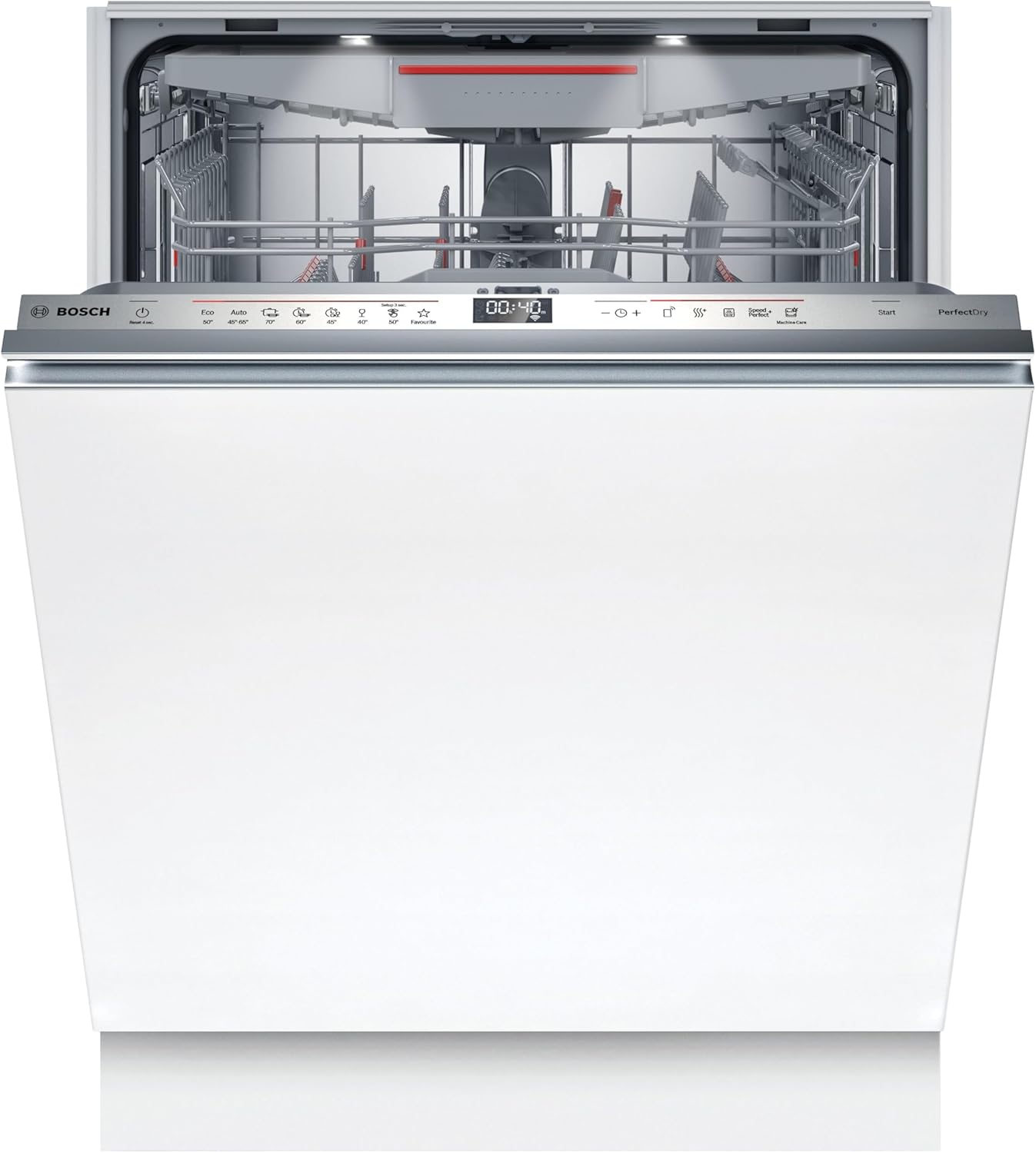 Bosch SMU4ETS08E, Serie 4, Smarter Unterbau-Geschirrspüler 60 cm, Besteckkorb, Spülmaschine mit Programmassistent, besonders Leise, höhenverstellbarer Oberkorb, Automatische Türöffnung, Edelstahl