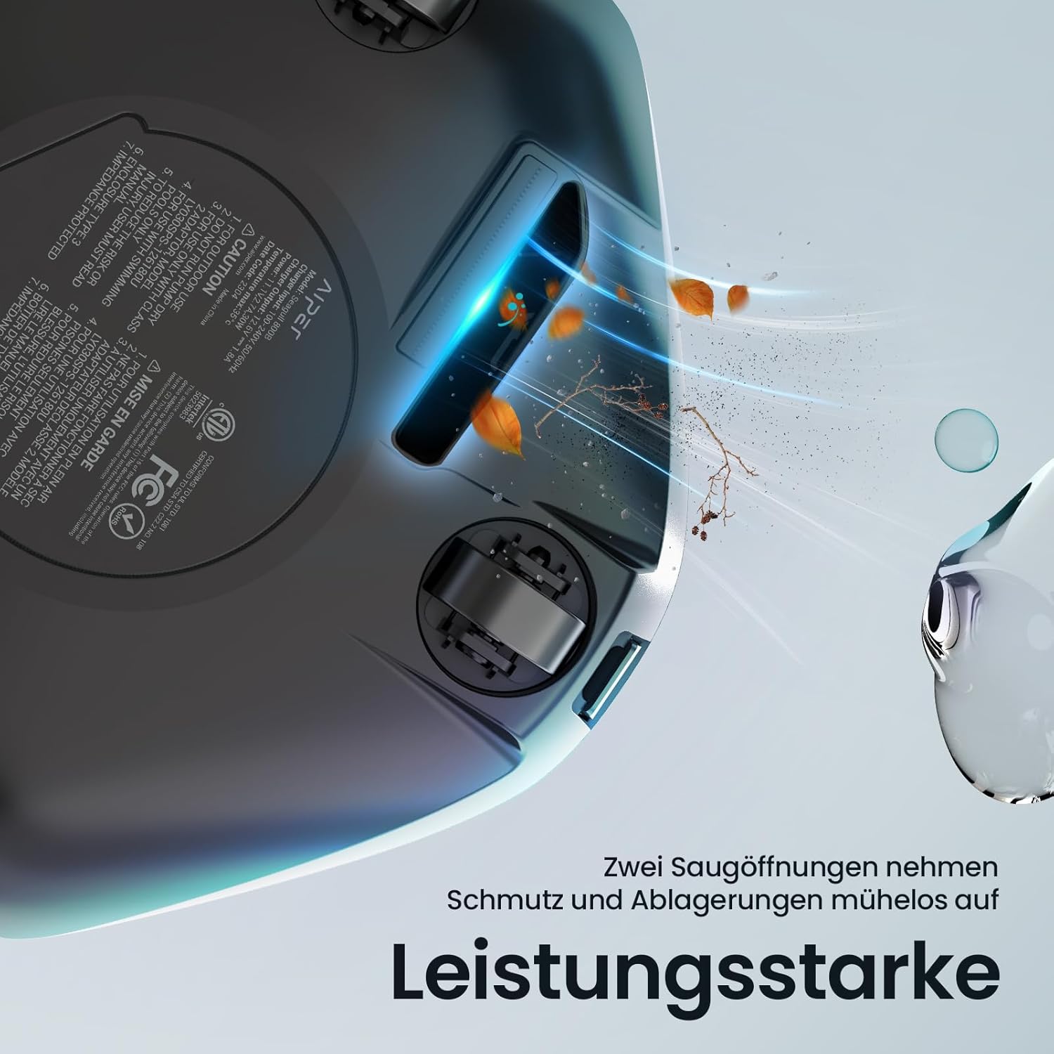 AIPER Seagull 800B Kabelloser Poolroboter, Selbstparkende Technologie, 90 Min Akkulaufzeit, Starke Saugkraft, LED-Anzeige, Ideal für Aufstellpools bis zu 80 m²