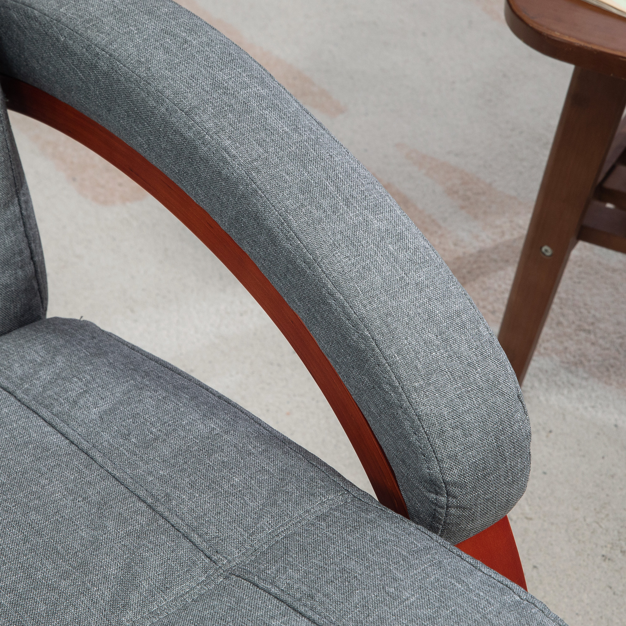 Relaxfauteuil met Opklapbare Voetensteun, Draaibaar, Kantelbare Rugleuning, Linnenlook, Tot 140 kg, Grijs
