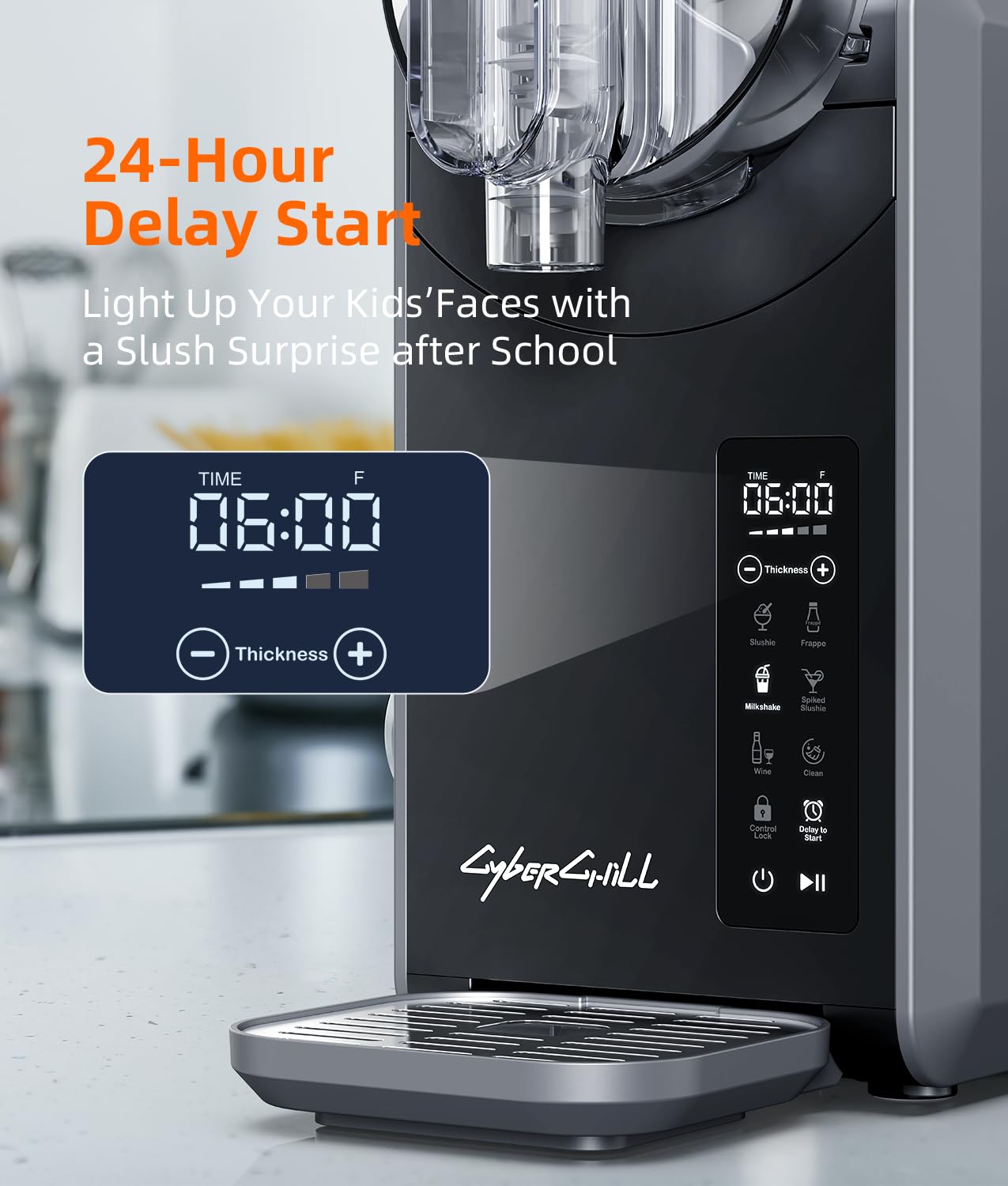 Slushie Machine - Professional Frozen Drink Maker No Ice Needed- 70 oz Slushy Machine for Home with LED Display - One-Touch Reservation & 6 Pre-set Programs for Frozen Margaritas, Frapp??s & Ice Cream