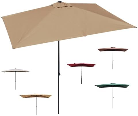 Generisch Sonnenschirm, verstellbar, rechteckig, zur Wandmontage, UV-Schutz, für Balkon und Terrasse, Outdoor-Regenschirm, Beige