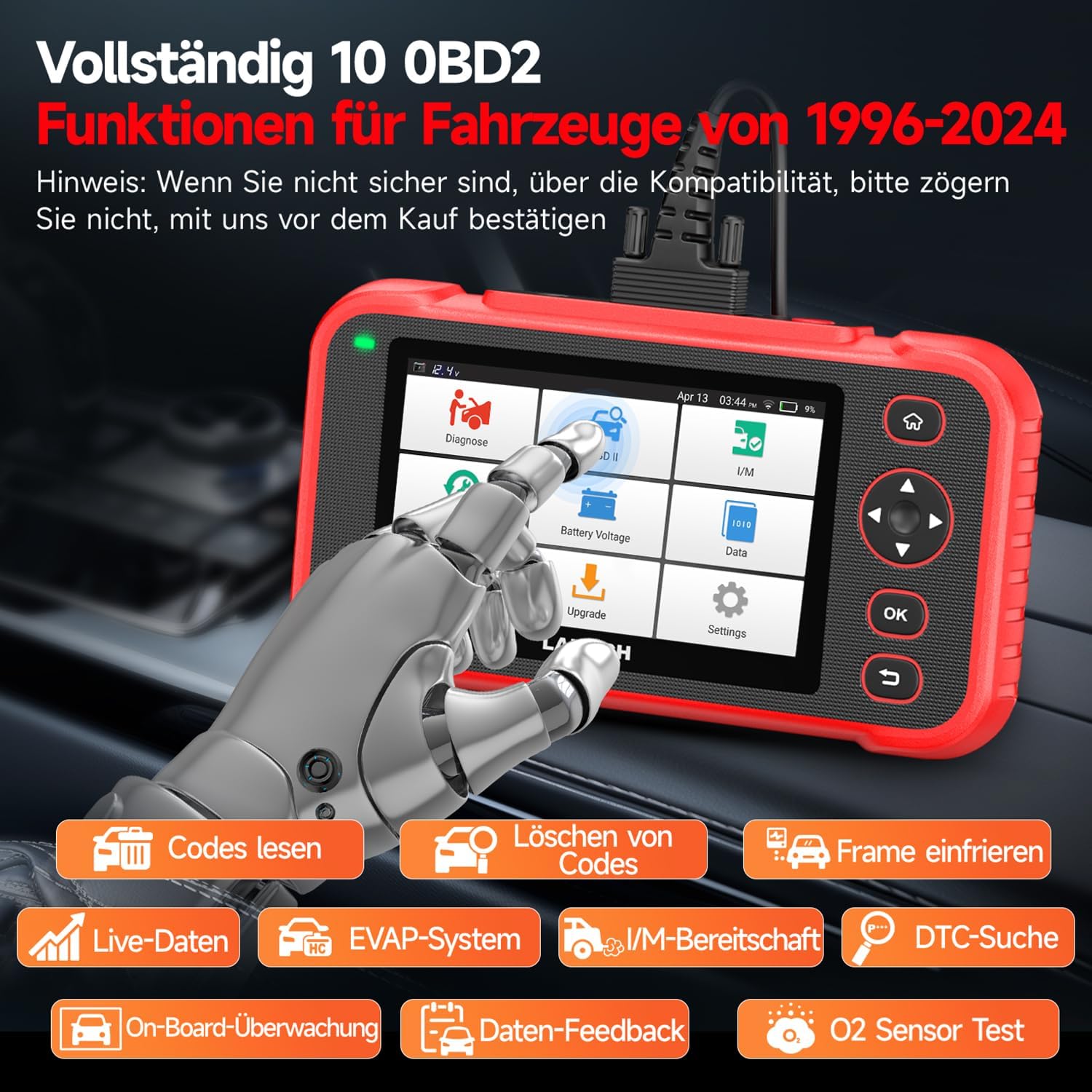 Launch CRP123I V2.0 OBD2 Diagnosegerät Auto, 4 Systeme Auslesegerät Auto, Launch Diagnosegerät mit Öl/EPB/DPF/SAS/BAS/BMS/Drosselklappe Reset, Auto VIN, Batterie-Test, Lebenslanges Update Scan Tool