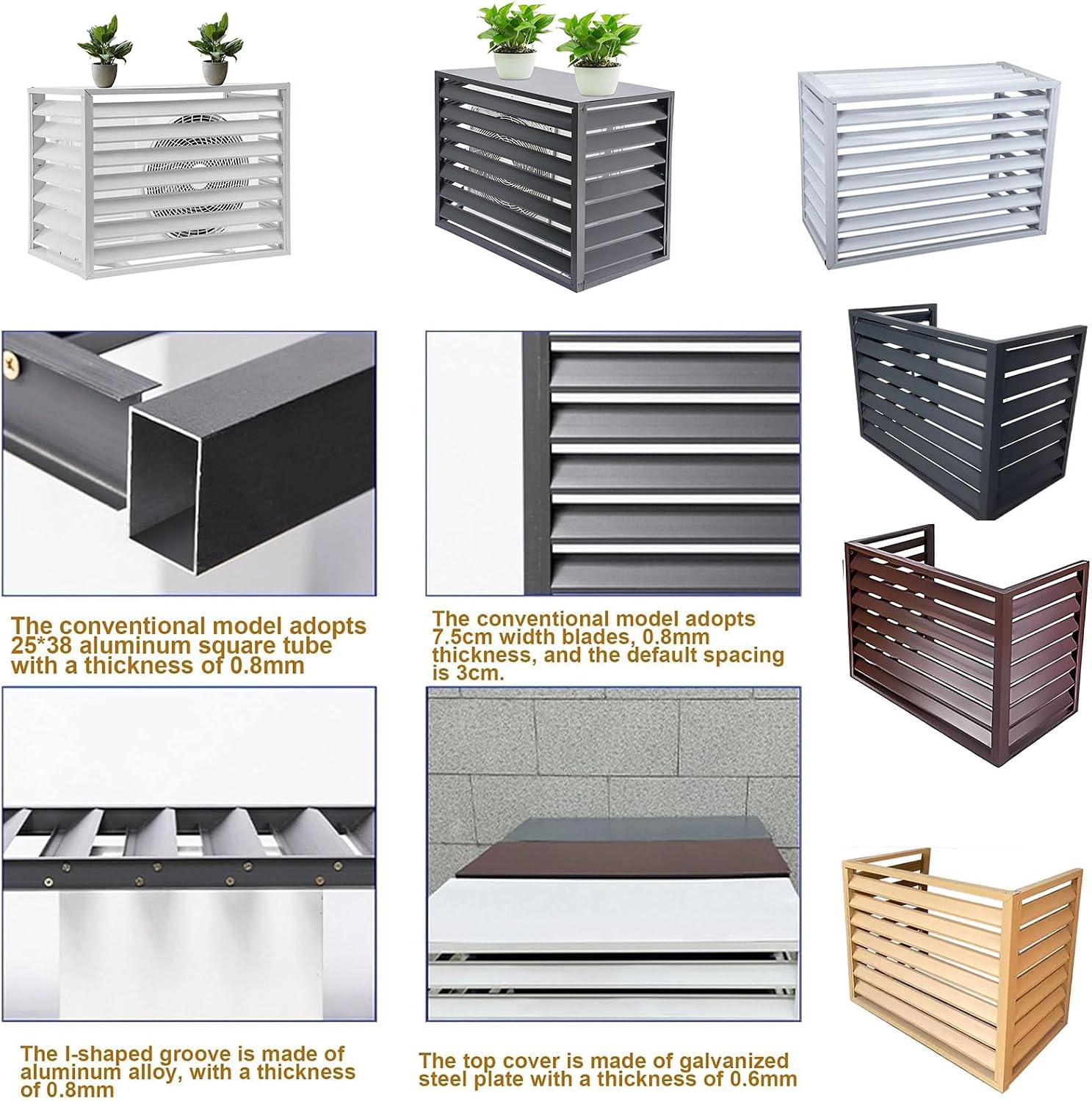 Mini Split Klimaanlage Abdeckung Outdoor, Multifunktionales Pflanzenregal mit 45° geneigtem Gitter, Wetterfest für freie Luftzirkulation