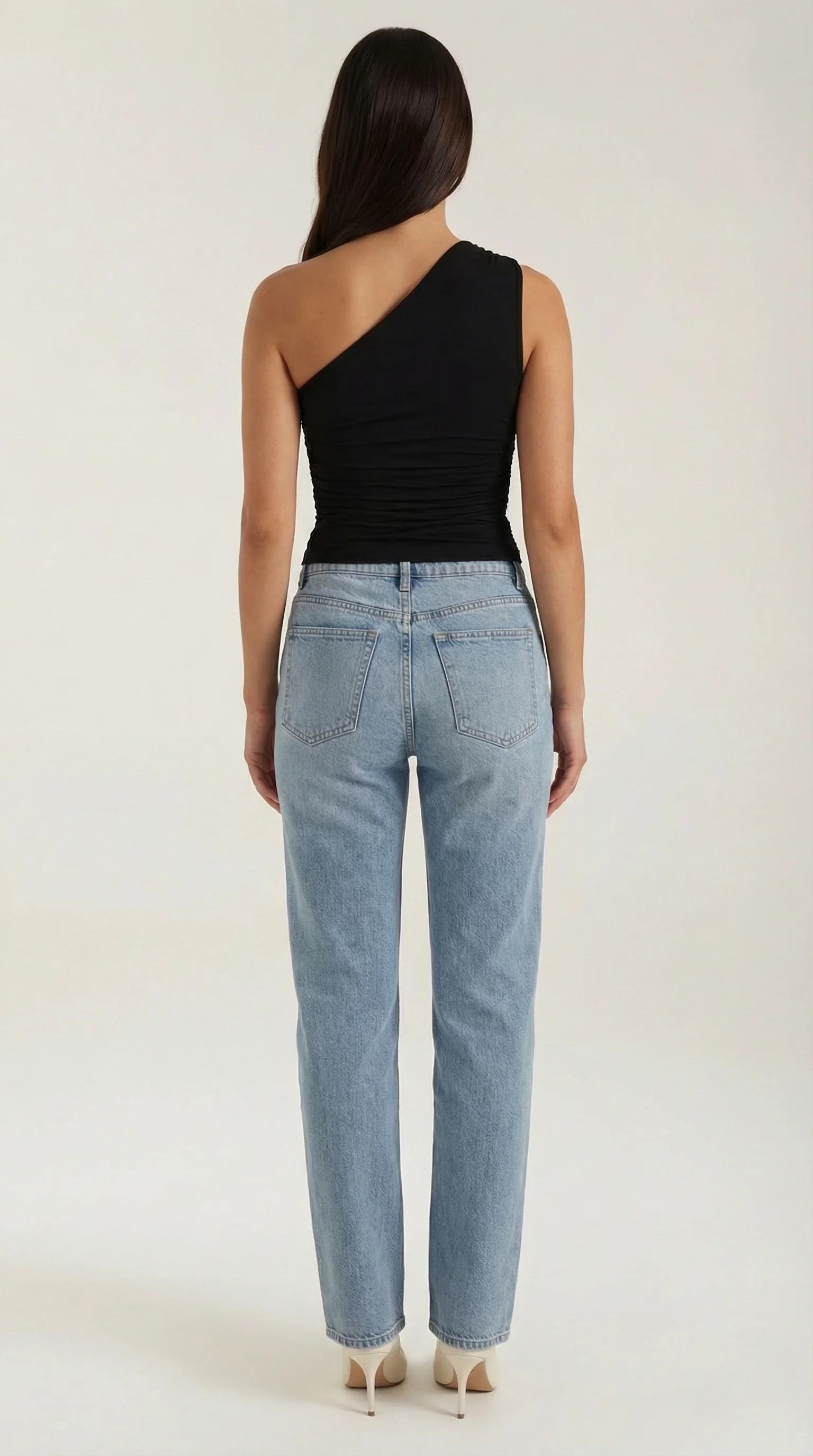 ?rmelloses One-Shoulder-Top mit seitlicher Raffung