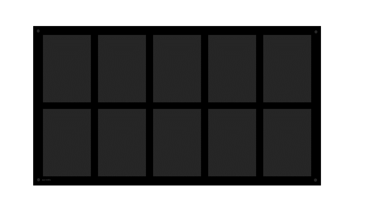 Acrylic Frame With Black Magnets For 10 (2x5) Standard Size Cards. UV Resistant. Corner Protection. For Sleeved Cards up to 66x91mm.