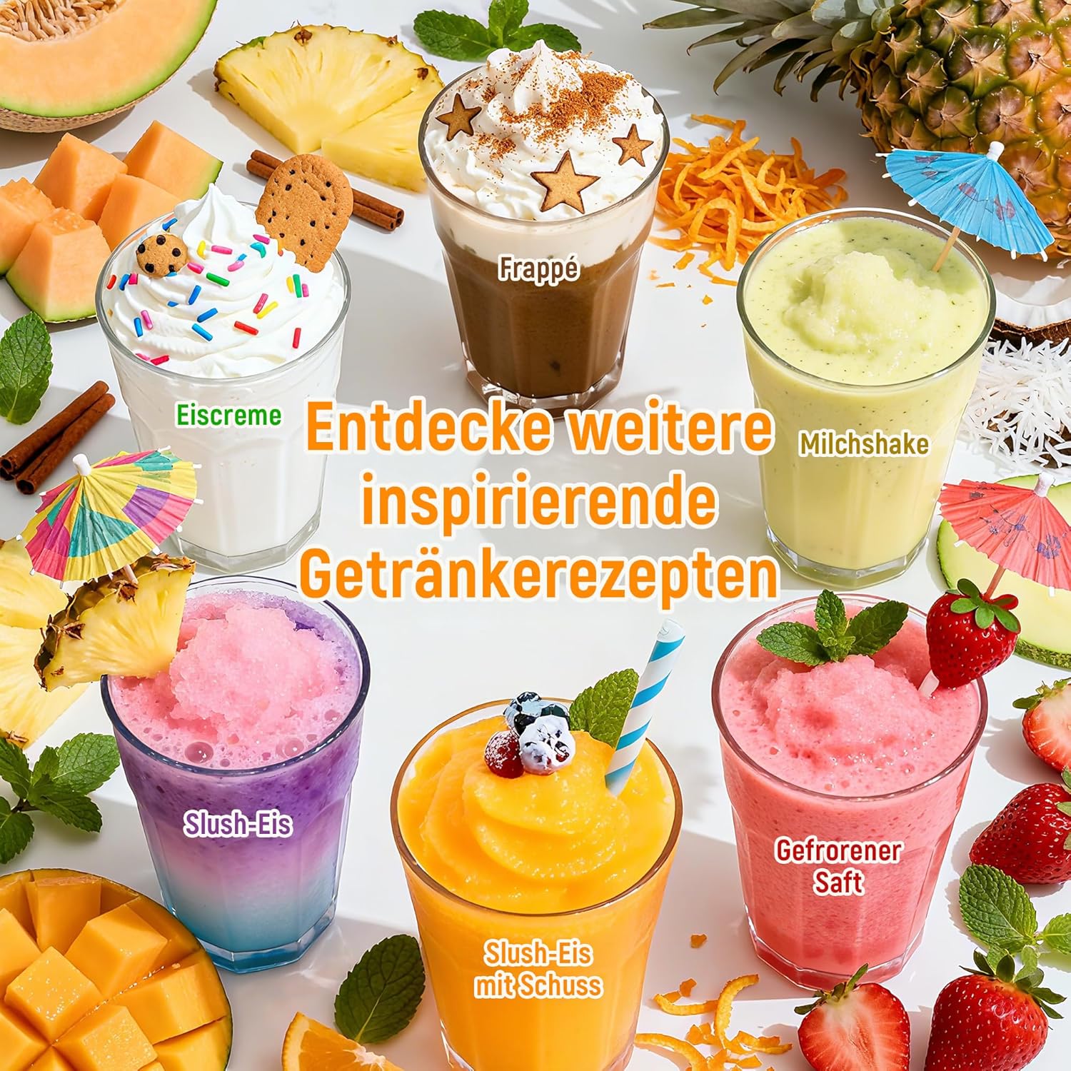 Slush Maschine – 2,5 L Eismaschine & Slushie Maschine für Zuhause, mit LED-Display, 6 voreingestellten Programmen für Eiscreme, Frappés, Milchshakes, automatischer Reinigung (Black) (Black)