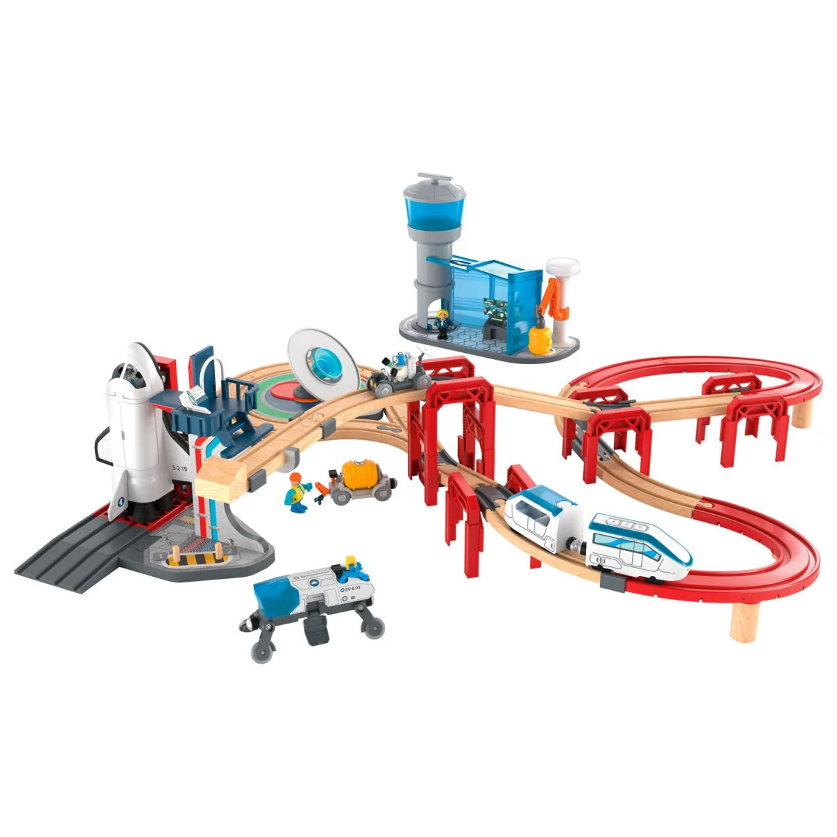 Playtive Houten Treinset Ruimtestation, 67-delig - B-keus als nieuw