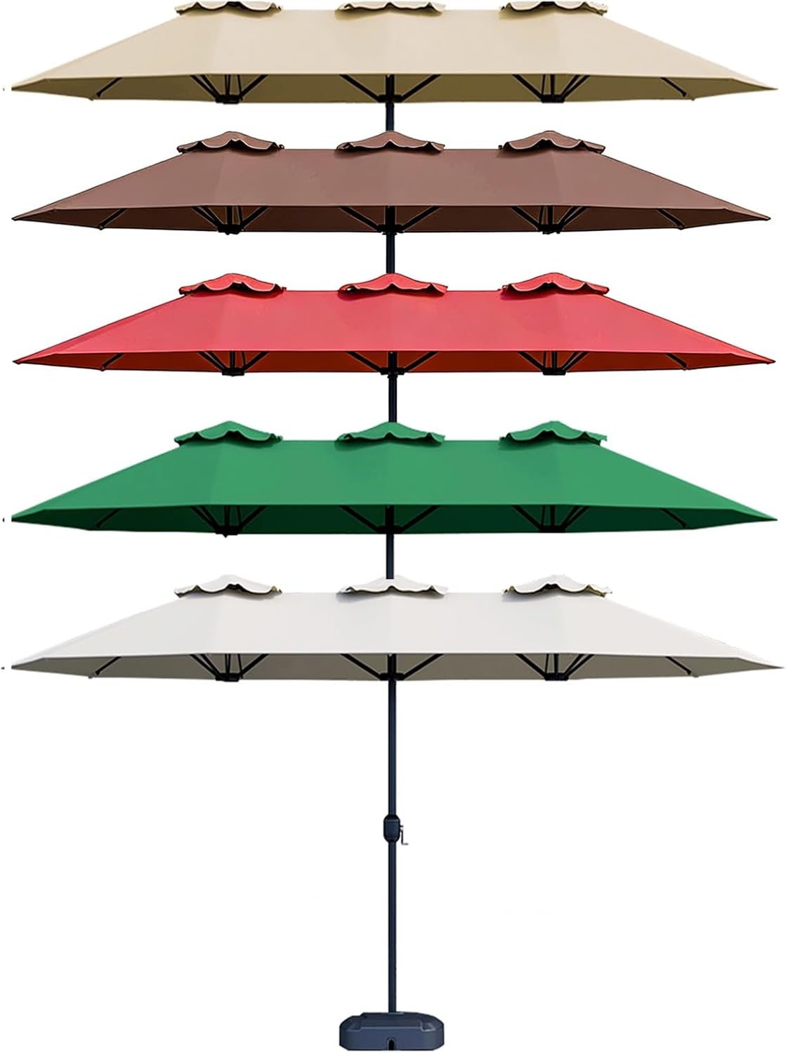 Terrassenschirm Mit Sockel, 15 Fuß Außenschirm, Faltbares Und Tragbares Design, for Strand, Pool, Hinterhof Und Garten(Red,Small Base)