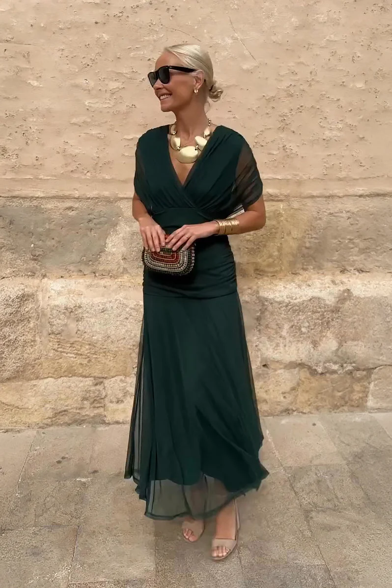 Elegantes schulterfreies Cocktail-Maxikleid mit Blumenmuster