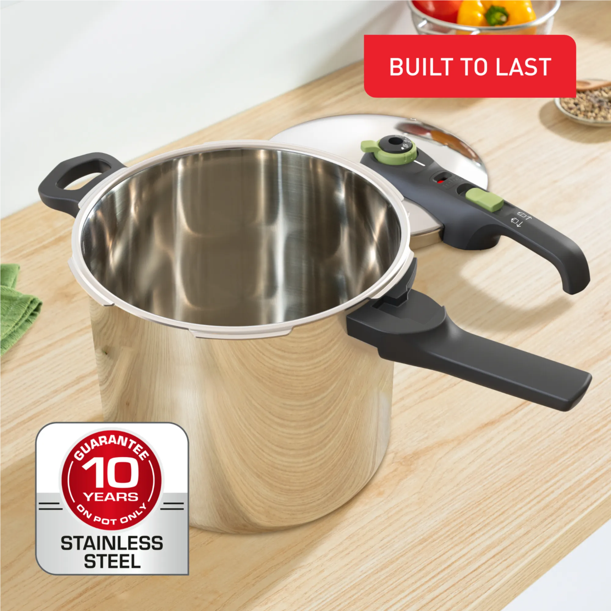 Tefal Secure Trendy inductiegeschikte snelkookpan van roestvrij staal, 8L