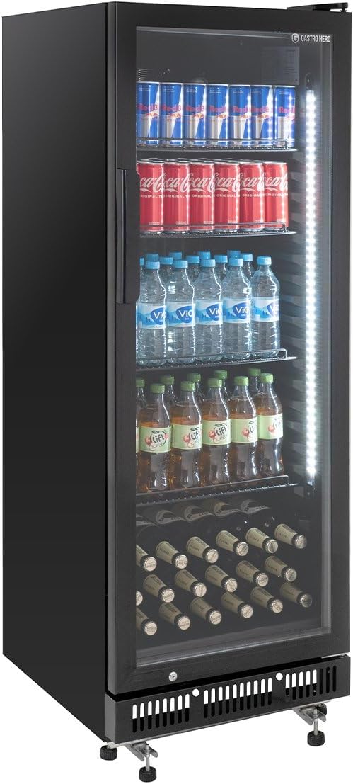Getränkekühlschrank GKS-230 I 230 L Getränkekühlschrank mit Glastür & LED I Flaschenkühlschrank abschließbar I Bierkühlschrank 0 bis +8 °C
