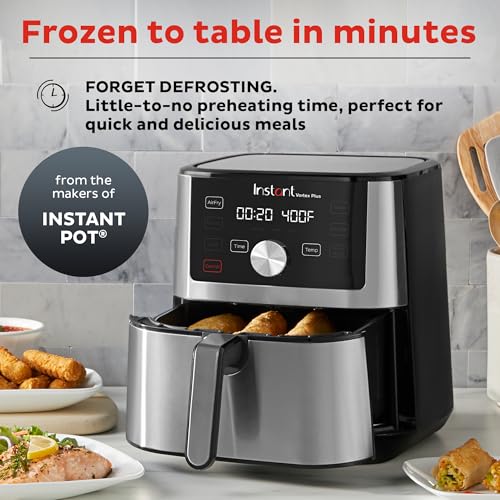 Instant Pot Vortex Plus 6QT XL Air Fryer, 6 in 1, Broils, Dehydrates, Crisps, Roasts, Reheats, Bakes for Quick Easy Meals, 100  In App Recipes, Dishwasher Safe, from the Makers of Instant Pot, Black : Home & Kitchen