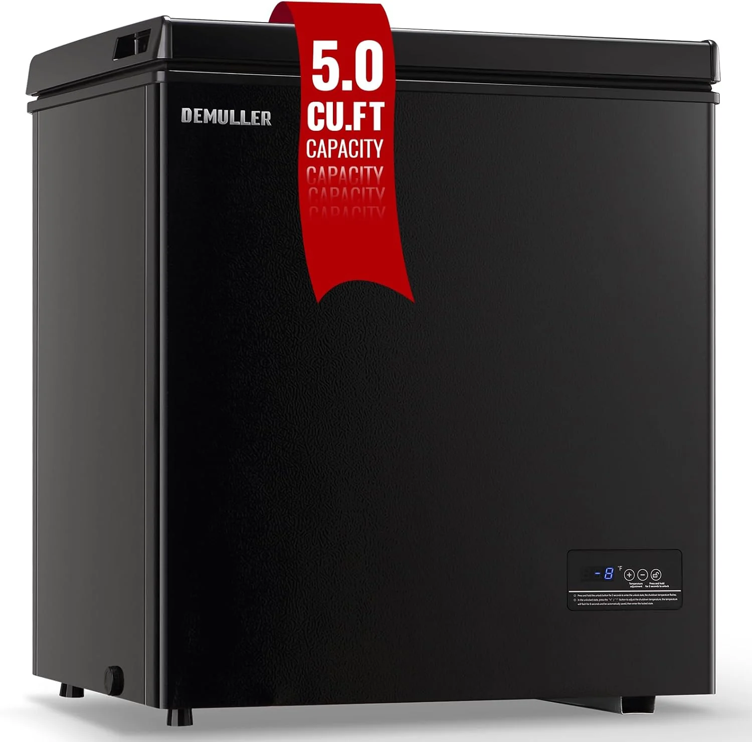 Chest Freezer 5.0Cubic Feet Deep Freezer Freestanding Freezers with 2 Removable Stainless Steel Basket. Mini Freezer Top Open Door Compact Freezer with Electronic Control 41�� to -15��BLACK