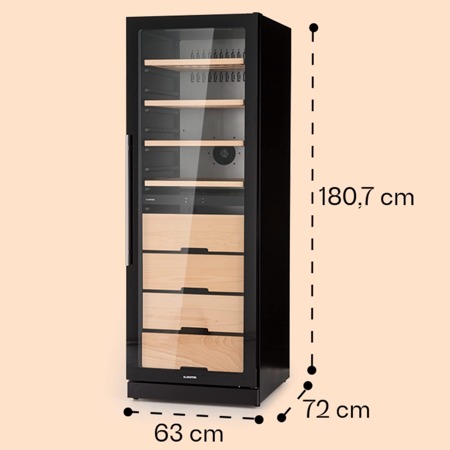 Klarstein Weinkühlschrank, Getränkekühlschrank Schmal, 2 Zonen Kühlschrank mit Glastür, Getränkekühlschränke Freistehend, Weinkühlschrank Klein, Weinkühlschränke mit UV-Schutz, 5-18°C, 123 Flaschen