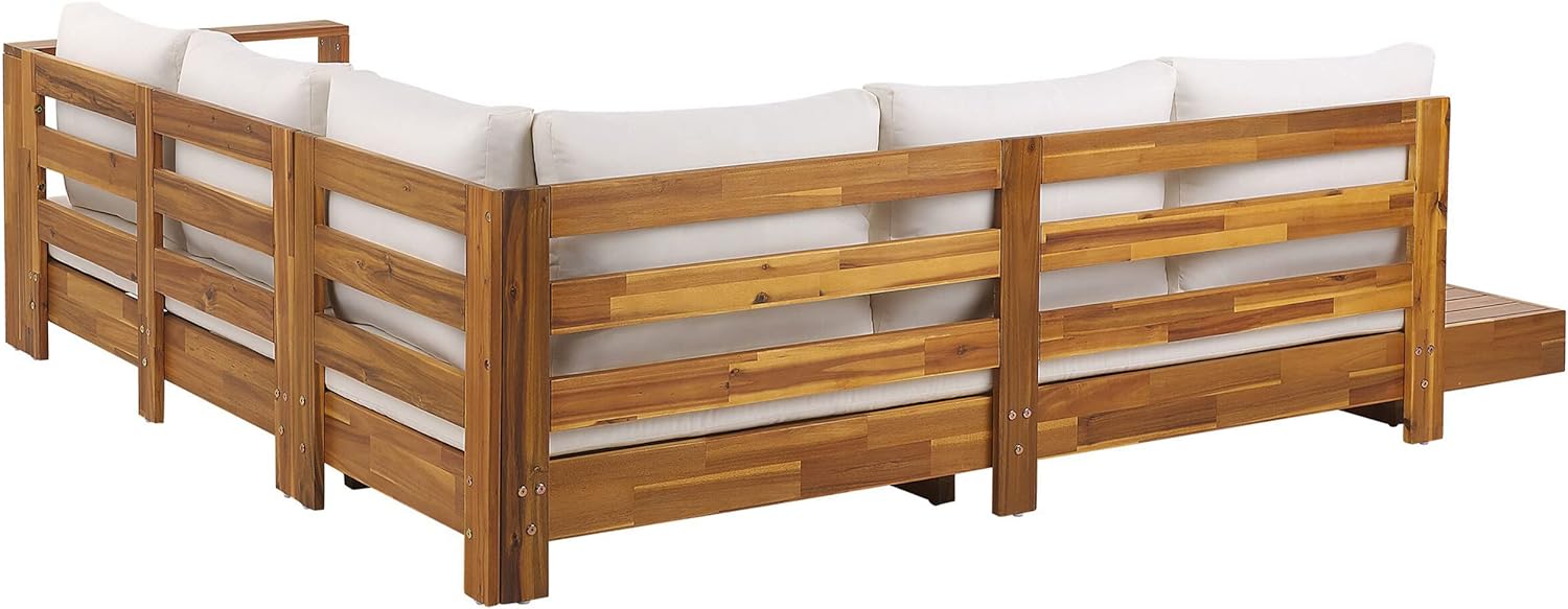 Beliani Lounge Set zertifiziertes Akazienholz braun 5-Sitzer Auflagen cremeweiß Marettimo
