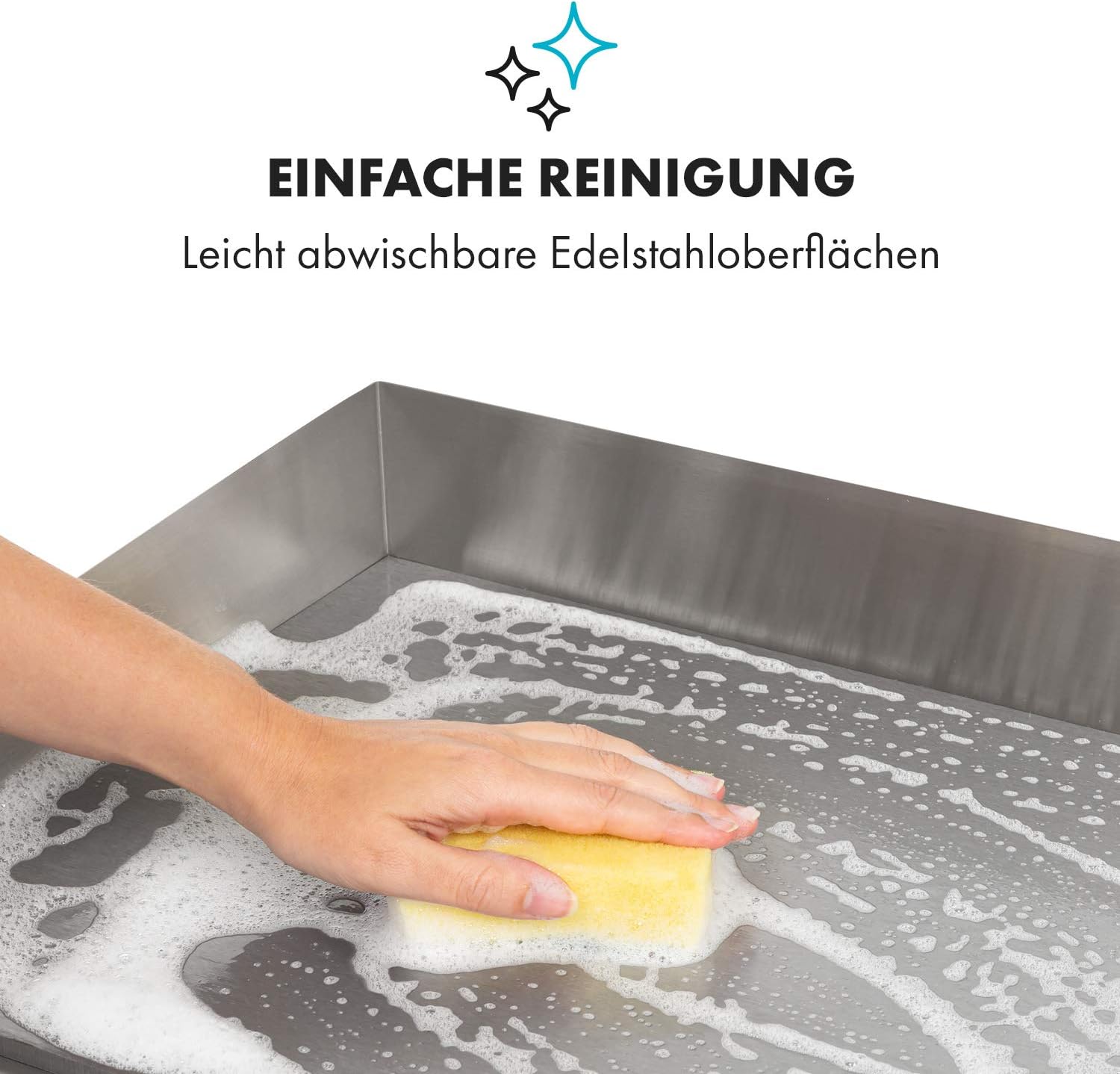Klarstein Elektrogrill, Grillplatte, Elektrische Grillplatte, Tischgrill, Elektrogrill aus Edelstahl, Spritzschutz & Auffangbehälter, Glatte XL Grillfläche: 54,5x35 cm, Stufenlos 50-300 °C, 3000 Watt