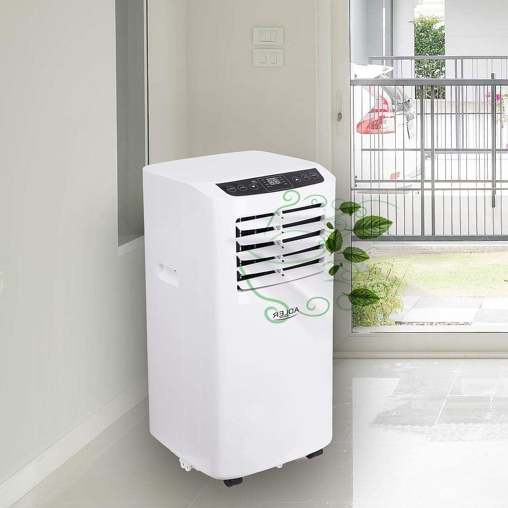 Adler AD 7909 Klimaanlage Mobil, 3 Betriebsarten, 2 Lüftergeschwindigkeiten, Entfeuchter, Fernbedienung, Timer, Tragbare Klimagerät für Räume bis 20 qm, 7.000 BTU/h, Energieklasse A, 792W, Weiß