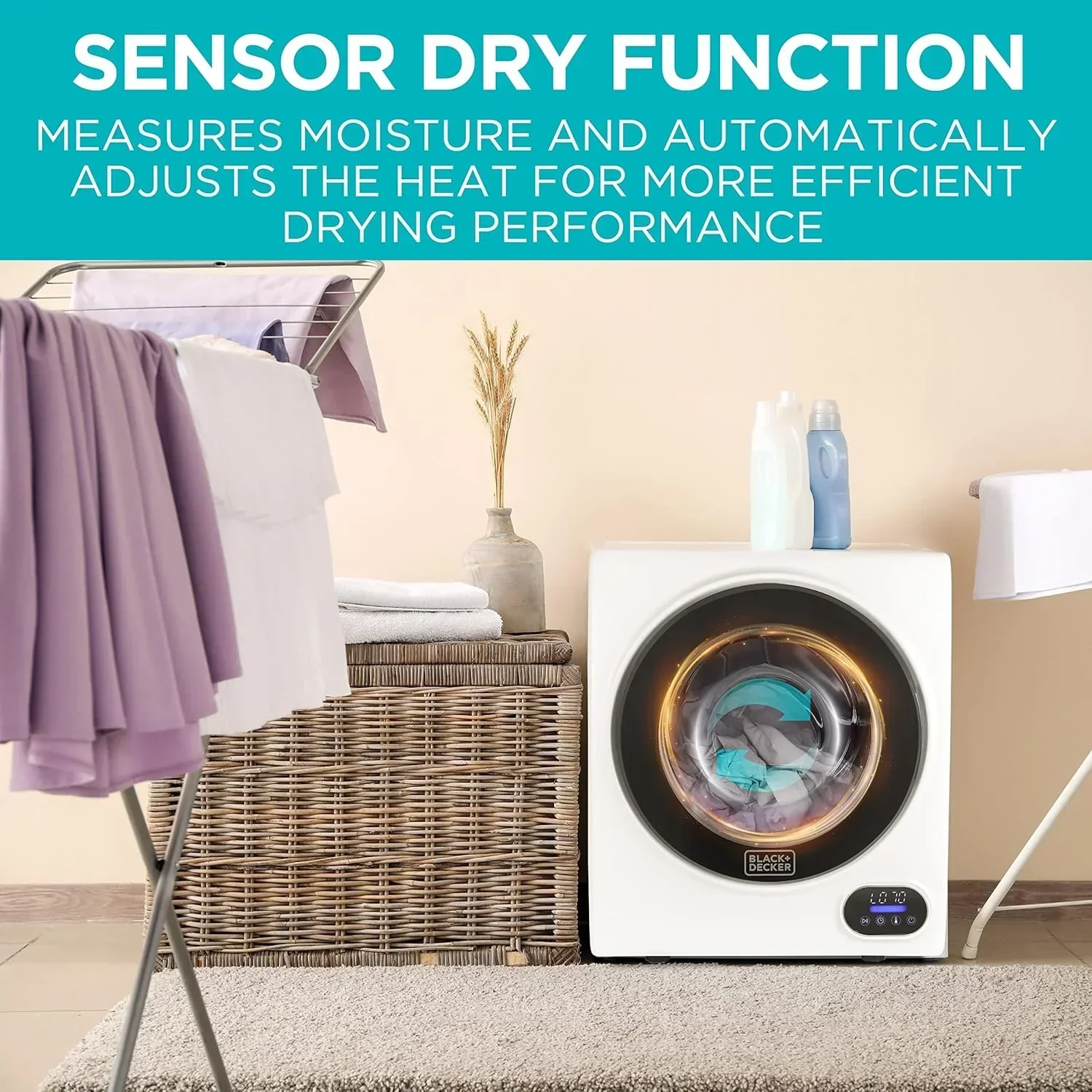 Compact Clothes Dryer 1.5 Cu. Ft. 850W Electric Dryer 120V Vented Dryer Stainless Steel Drum