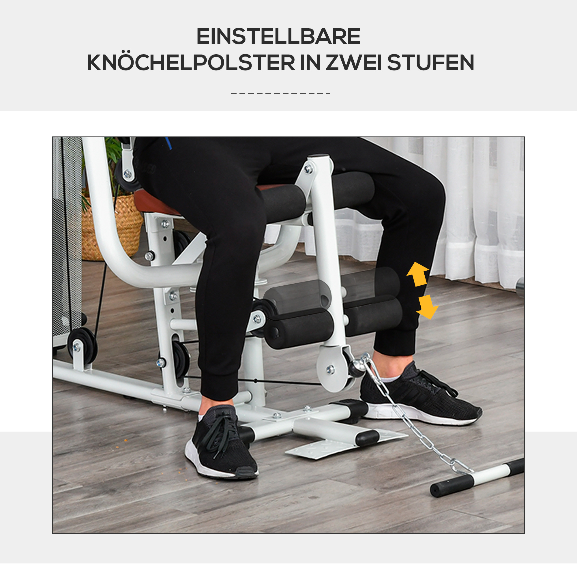 Gym Krachtstation Fitnessstation Multigym Fitnesscentrum Fitnessapparatuur incl. gewichten Latzug Beincurl Metaal PU-kunstleer Wit 150 x 110 x 210 cm