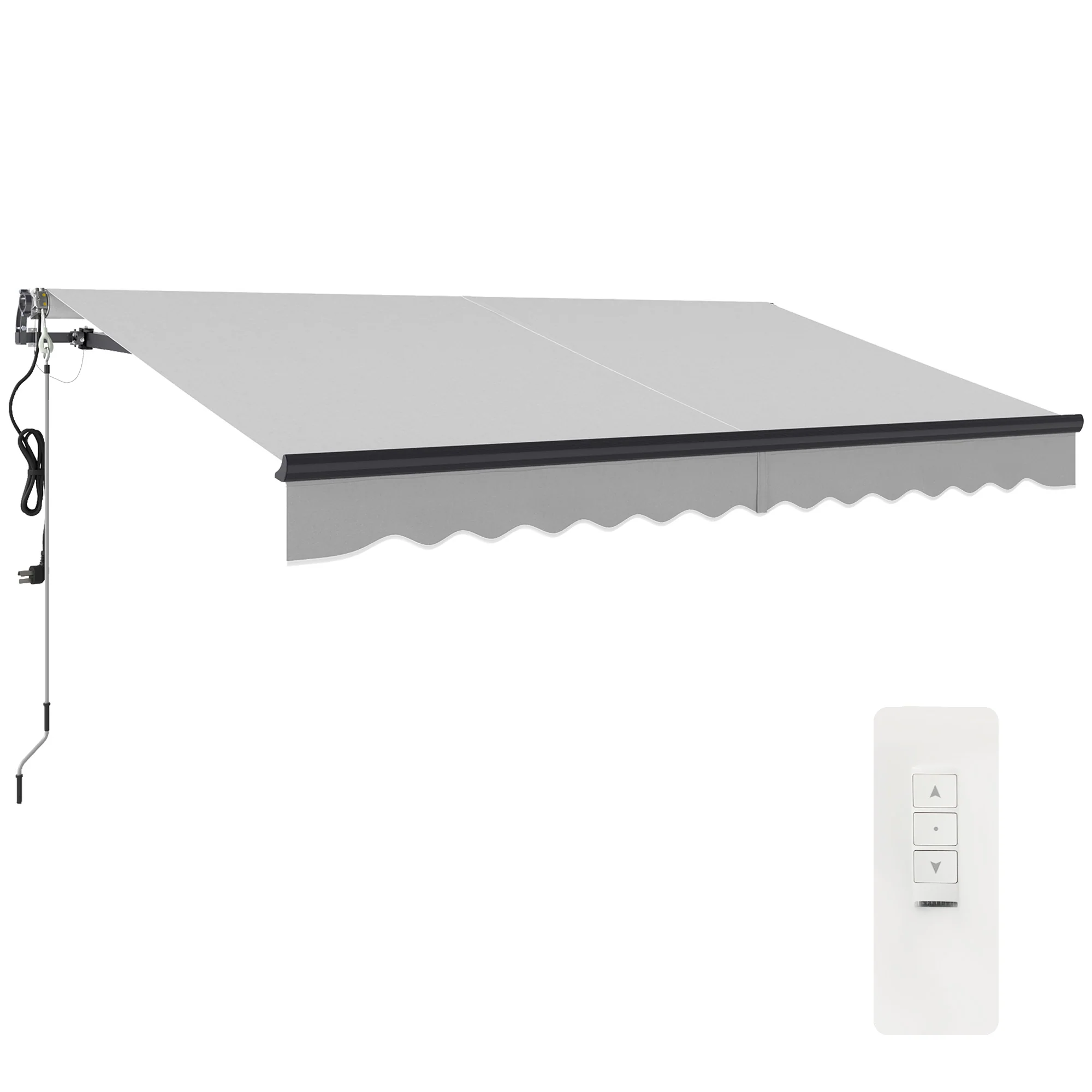 3,5 x 3 m Elektrisch Zonnescherm met Afstandsbediening voor Tuin, Terras, Deur en Raam, Lichtgrijs