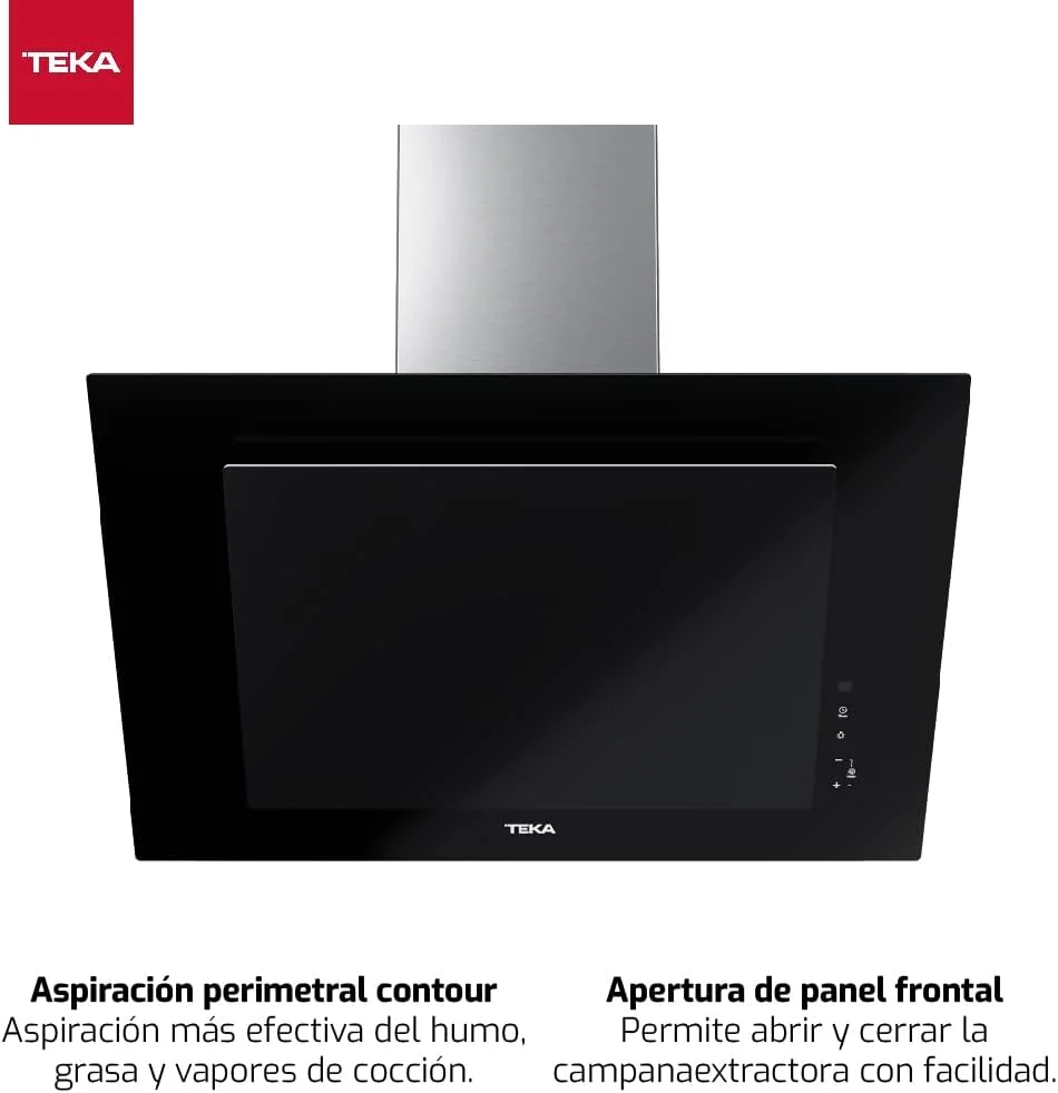 TEKA Campana Extractora de Pared 70 cm, Motor Doble EcoPower, Aspiración Perimetral, 3+1 Velocidades Fresh Air Aspiración 98m3 Ruido 61dB 2 LED DVT 78660 TBS