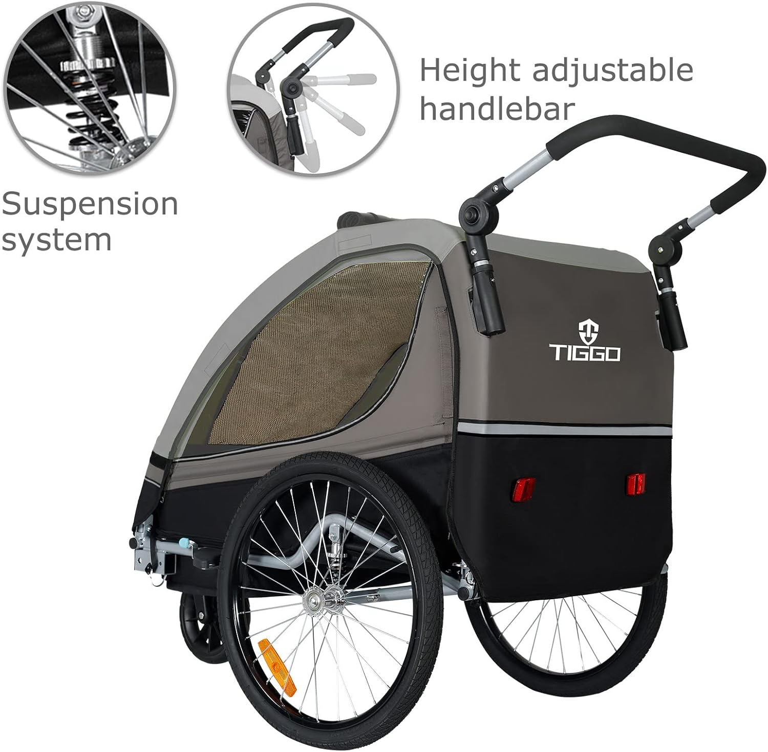 Tiggo S2 Kinderanhänger mit Federung Jogger 2 in 1 Kinder Buggy fahrradanhänger Anhänger 360° Drehbar