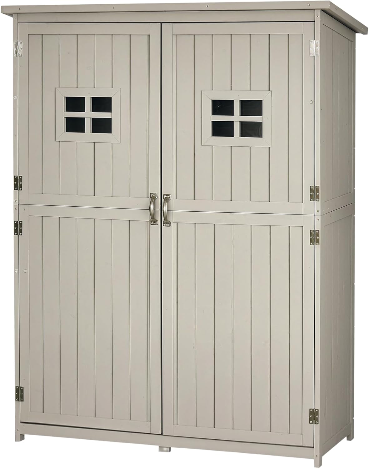 Outsunny Gartenschrank Holz Geräteschuppen Gerätehaus Geräteschrank Pultdach Garten Grau 127,5x50x164cm
