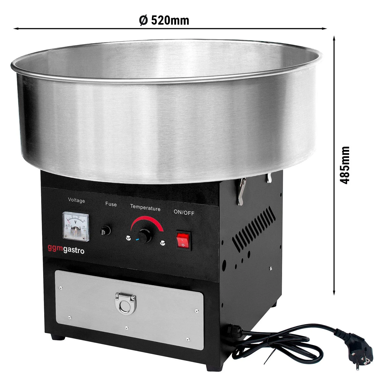 Sukkerspinnmaskin - ? 520 mm - 1,1 kW - svart - inkl. hygienebeskyttelse