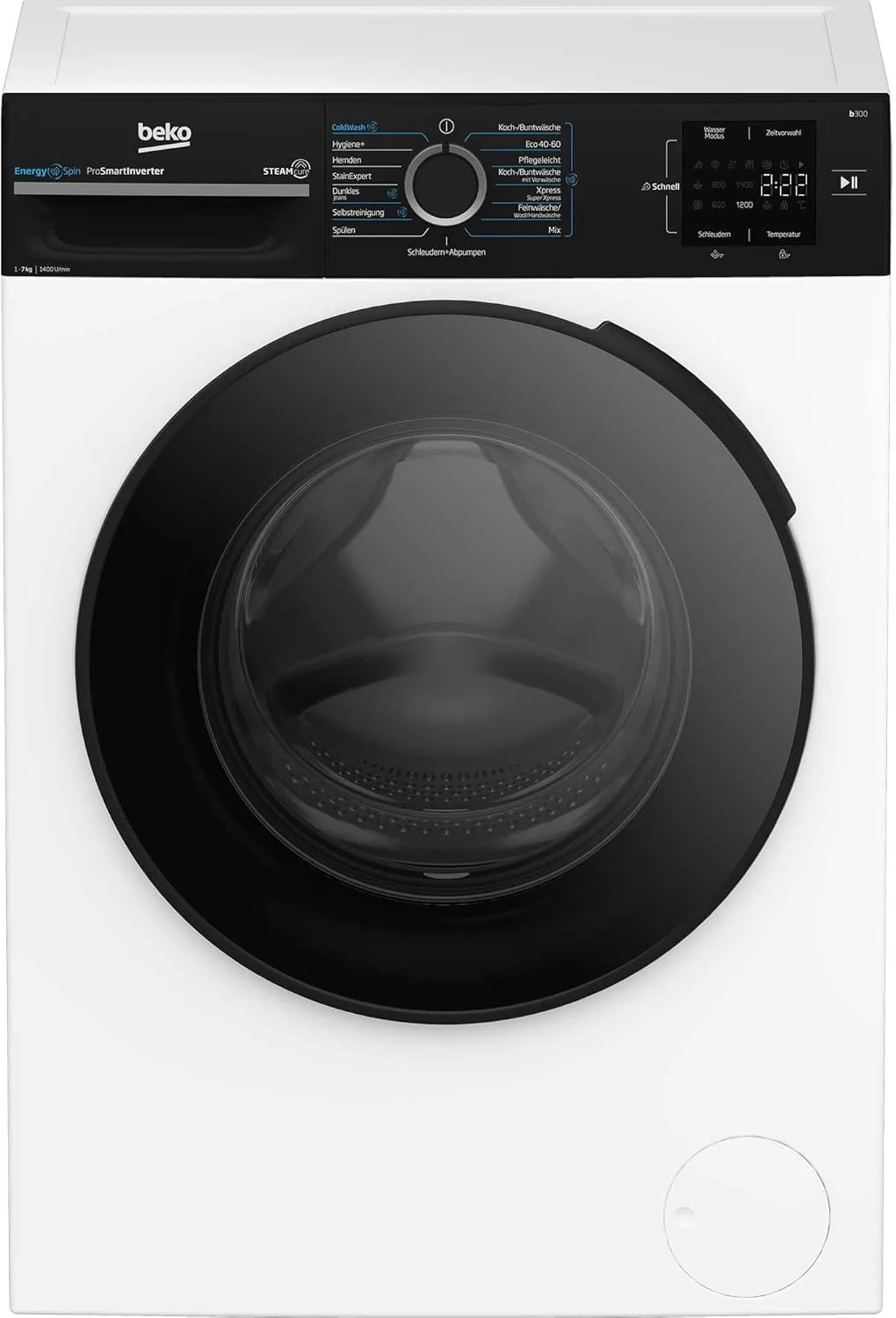 Beko WMC91464ST1 B300 Wasmachine, 9 kg, Bluetooth, ProSmart Inverter Motor, Stoomfunctie, Pet Hair Removal, Watersafe+, Wit