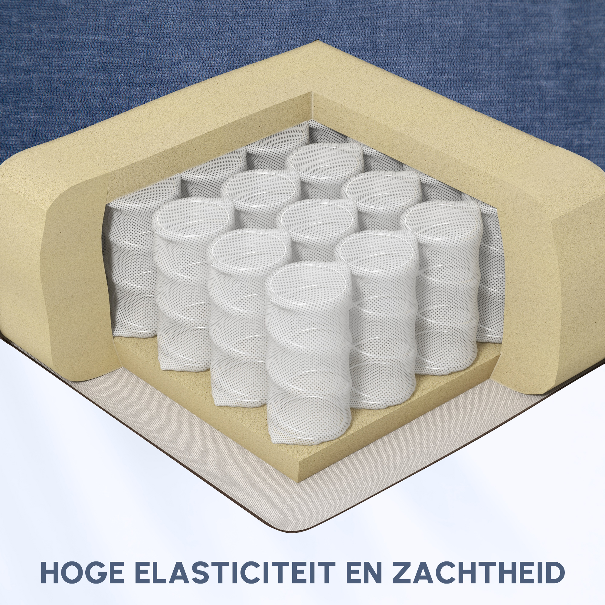 Massagestoel met Warmte- & Ligfunctie, Draaibaar, tot 150 kg, Metalen Frame, 98x90x98cm, Blauw