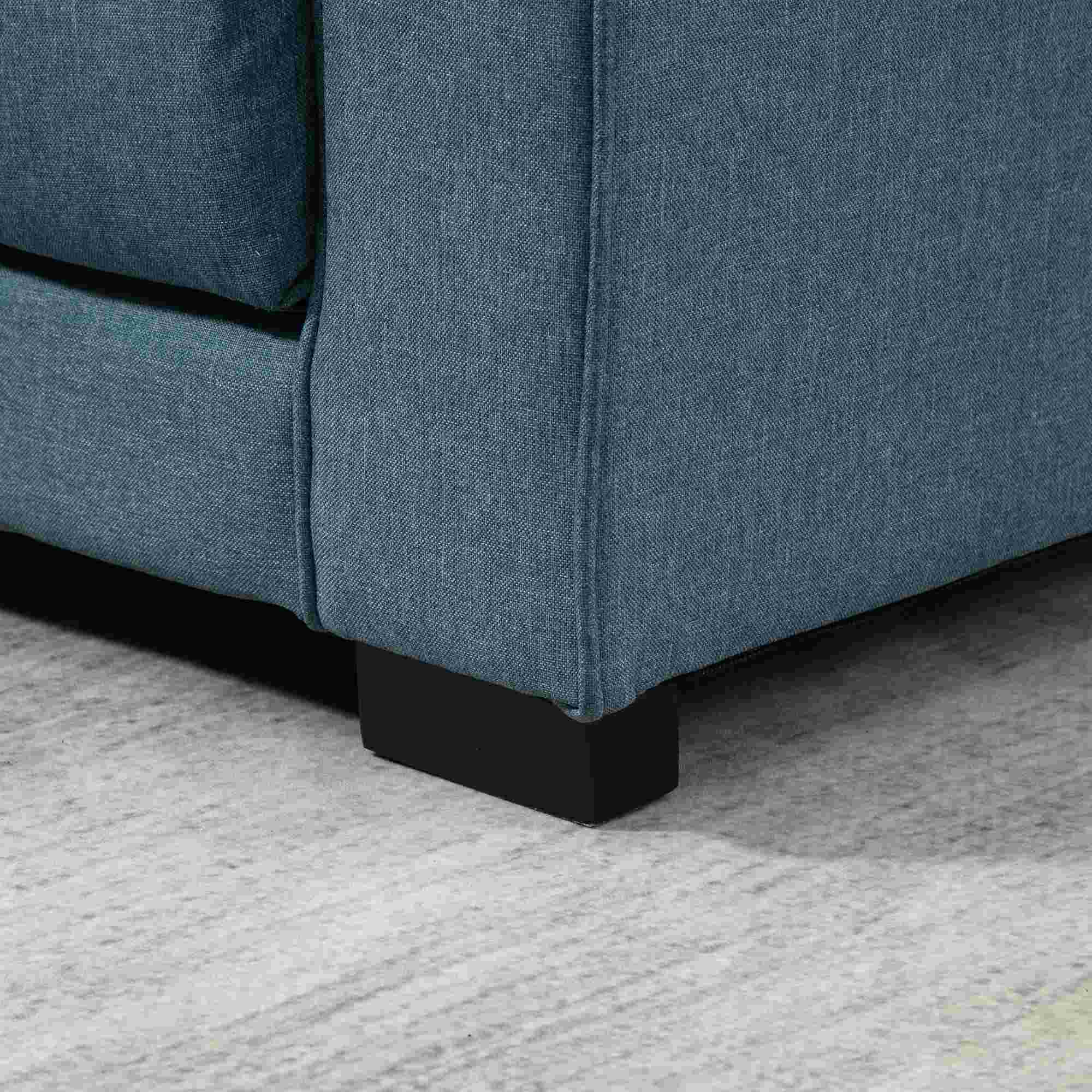 slaapbank, opklapbare sofa 2-zits, stoffen slaapbank, sofa met slaapfunctie, linnen touch, rubber hout, blauw, 147.5 x 75 x 85 cm