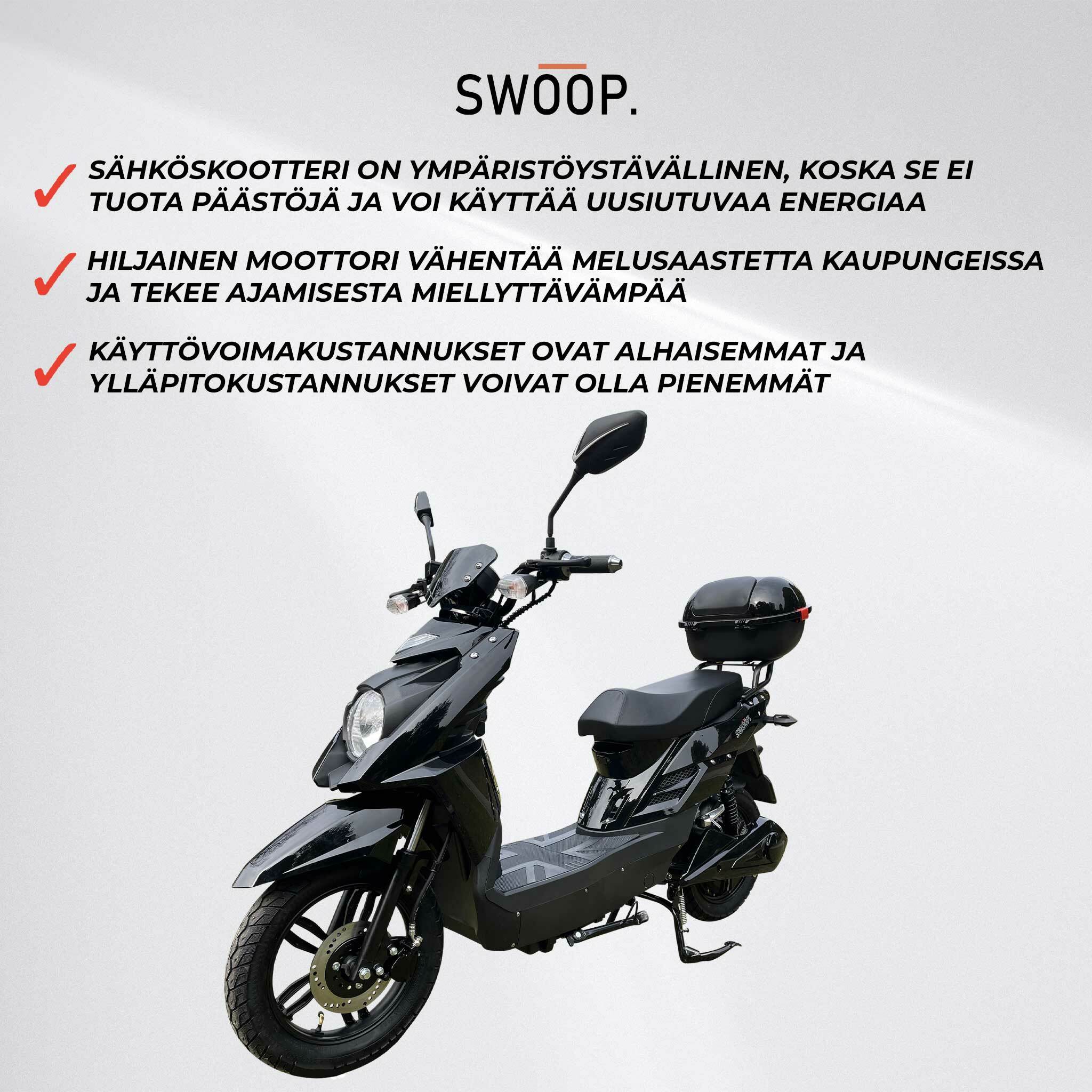 Swoop Elegante E-Scooter Elektroroller Schwarz 1000W