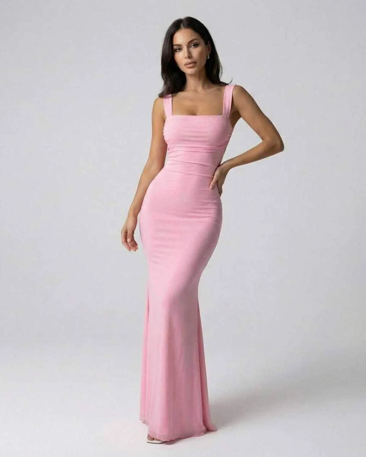 Zartrosa Maxi-Kleid